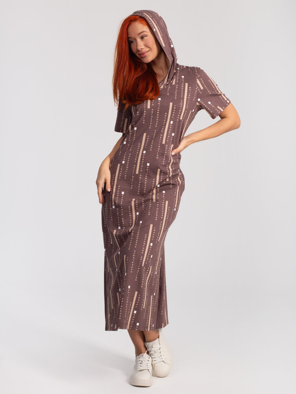 Платье женское кулирка с капюшоном "ПЕРФЕКТ" ШОКОЛАД