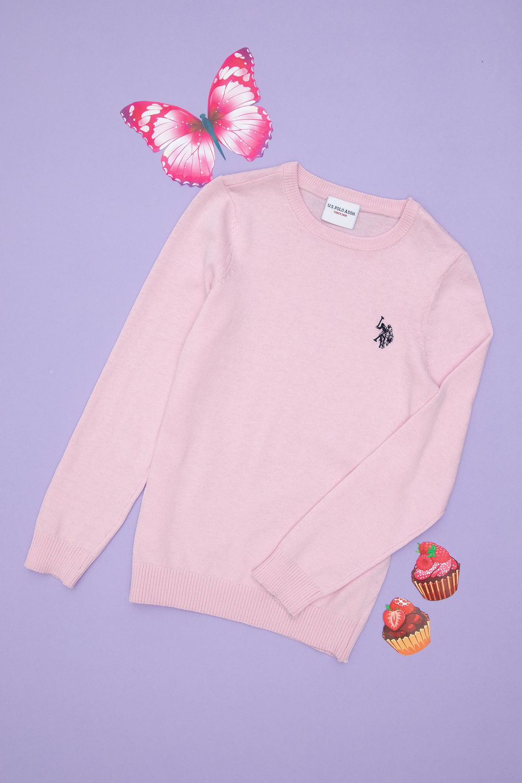 Свитер для девочек U.S. Polo Assn розовый хлопок  фото 5