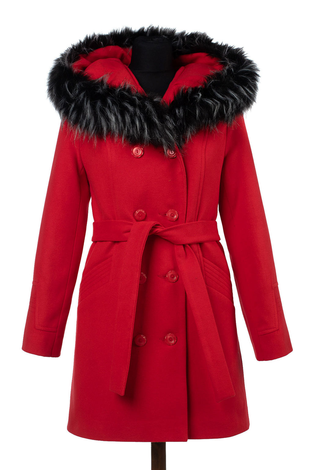 Пальто с мехом, утепленное ватином