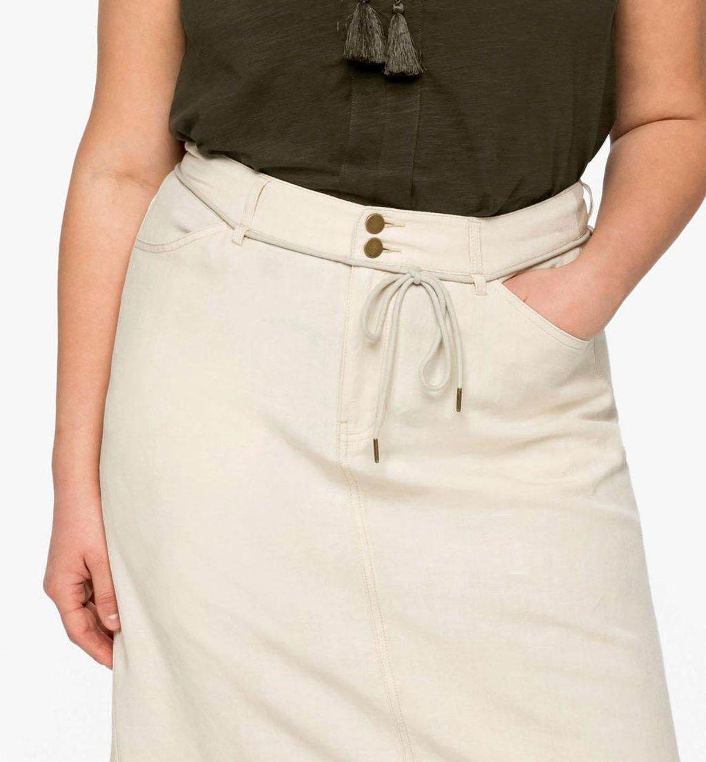 Льняная юбка, бежевая - Sheego фото 8