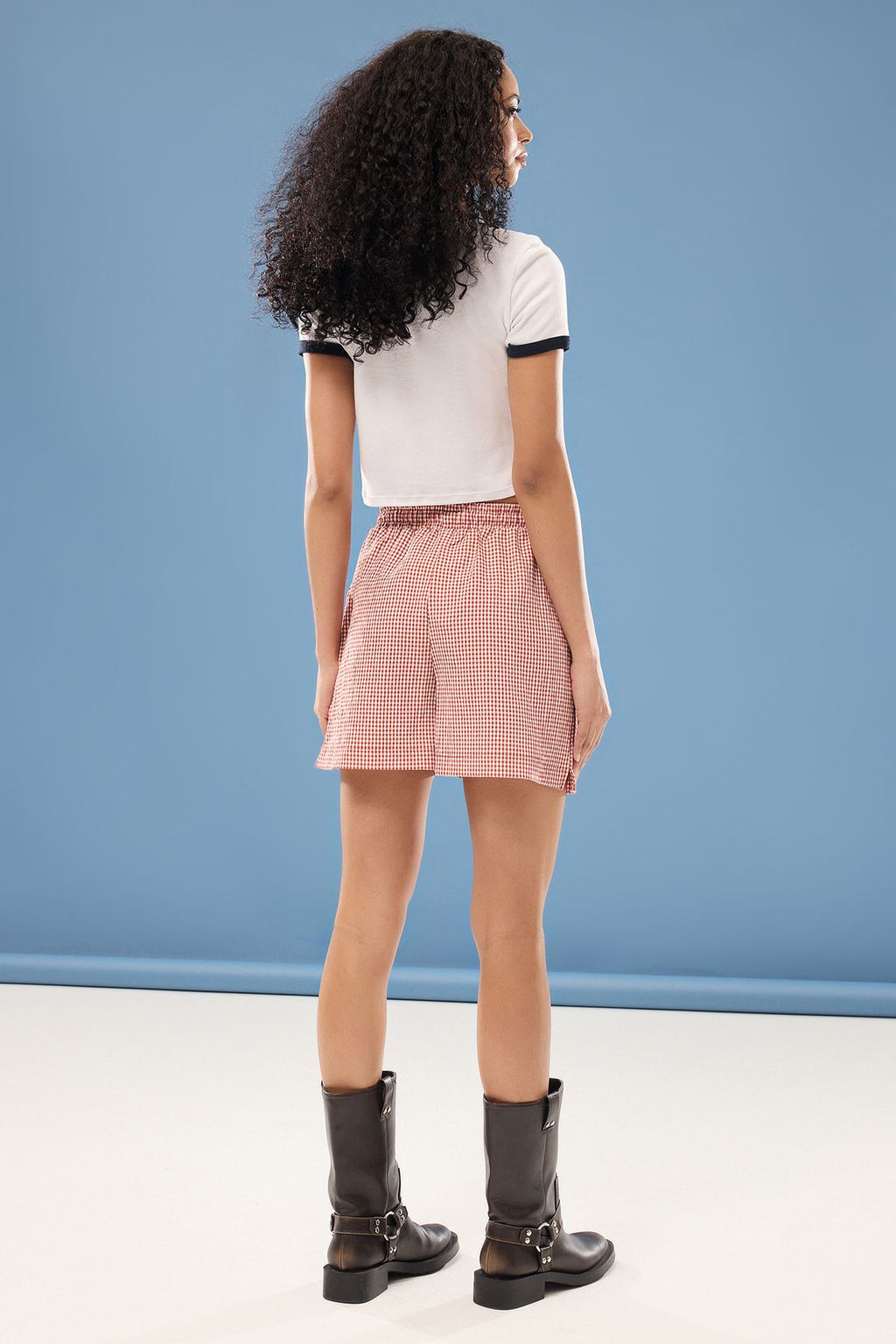 Trendyolmilla Kiremit Potikare Beli Lastikli Rahat Kesim Dokuma Sort & Bermuda TWOSS25SR00019  фото 5