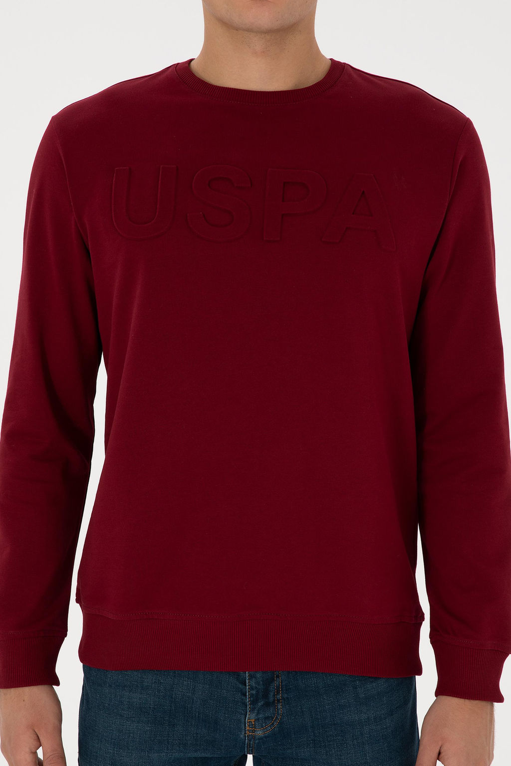 Erkek Bordo Basic Sweatshirt