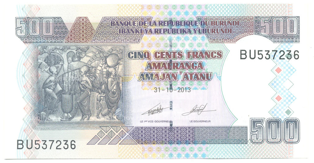 500 франков 2013 года Бурунди