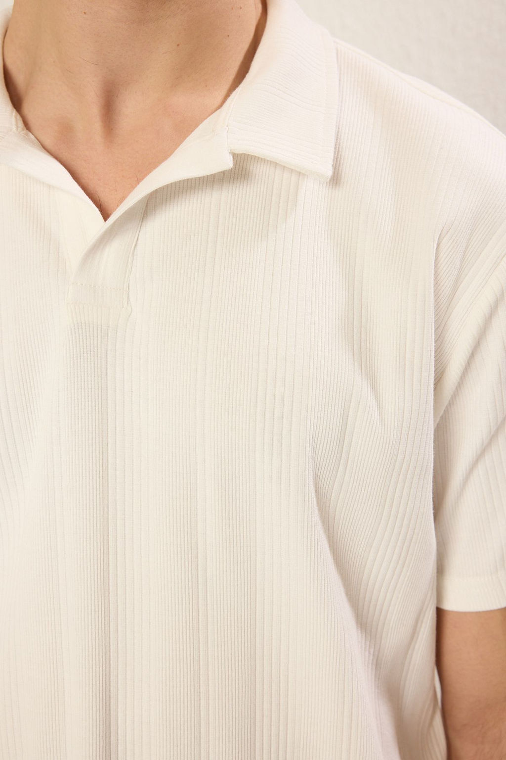 TRENDYOL MAN Ekru Regular/Normal Kesim Dokulu Basic Polo Yaka T-shirt TMNSS25PO00000 - Trendyolmilla фото 11