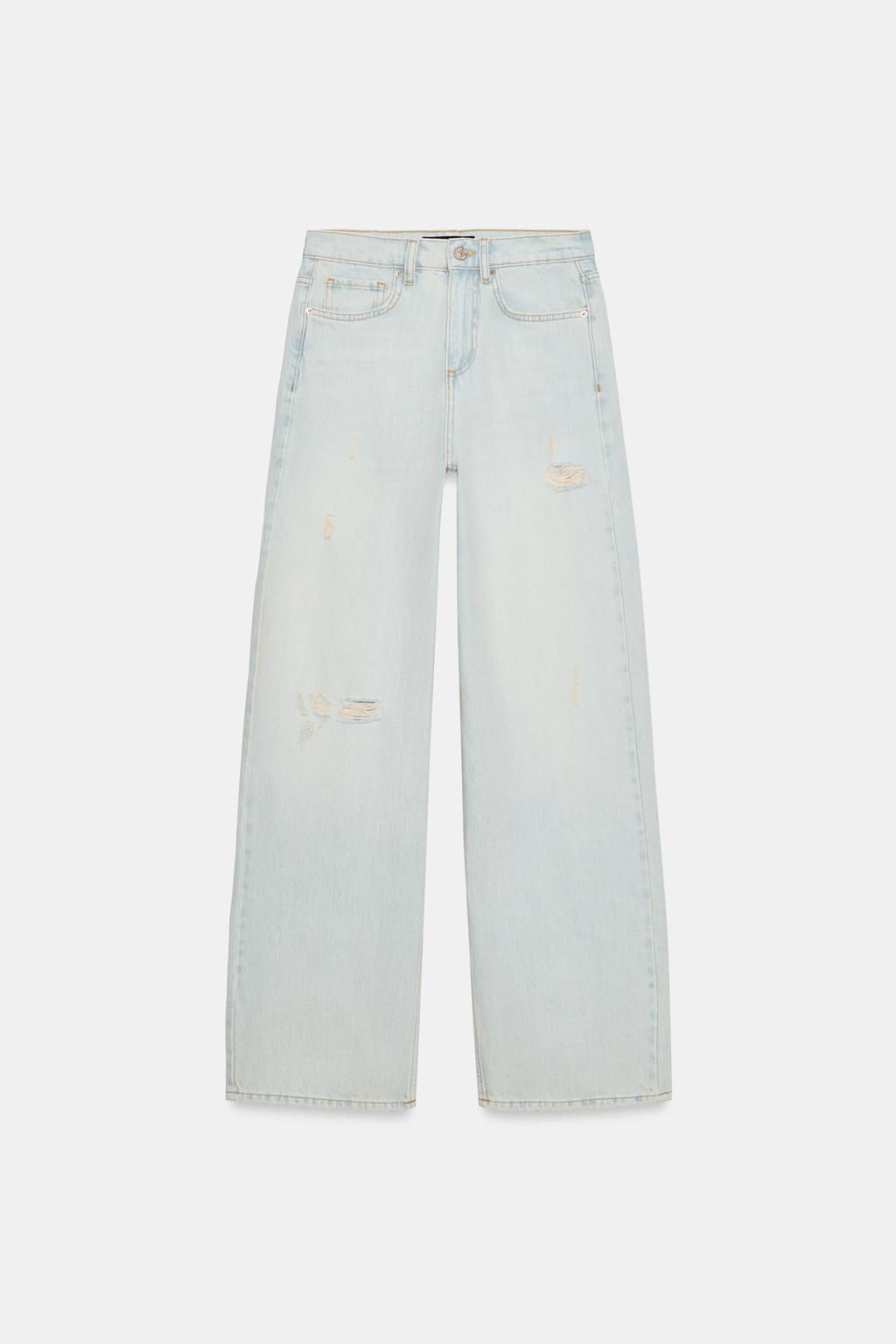 Z1975 RIPPED STRAIGHT MID-WAIST JEANS - Zara фото 7