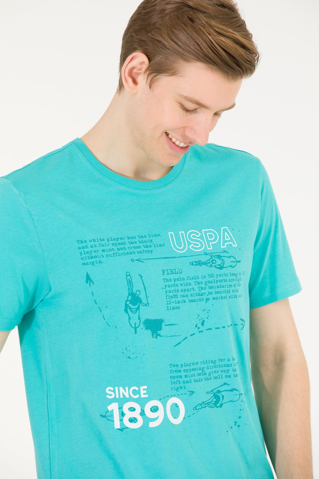 Мужская мятная футболка с круглым вырезом - U.s. polo assn фото 4