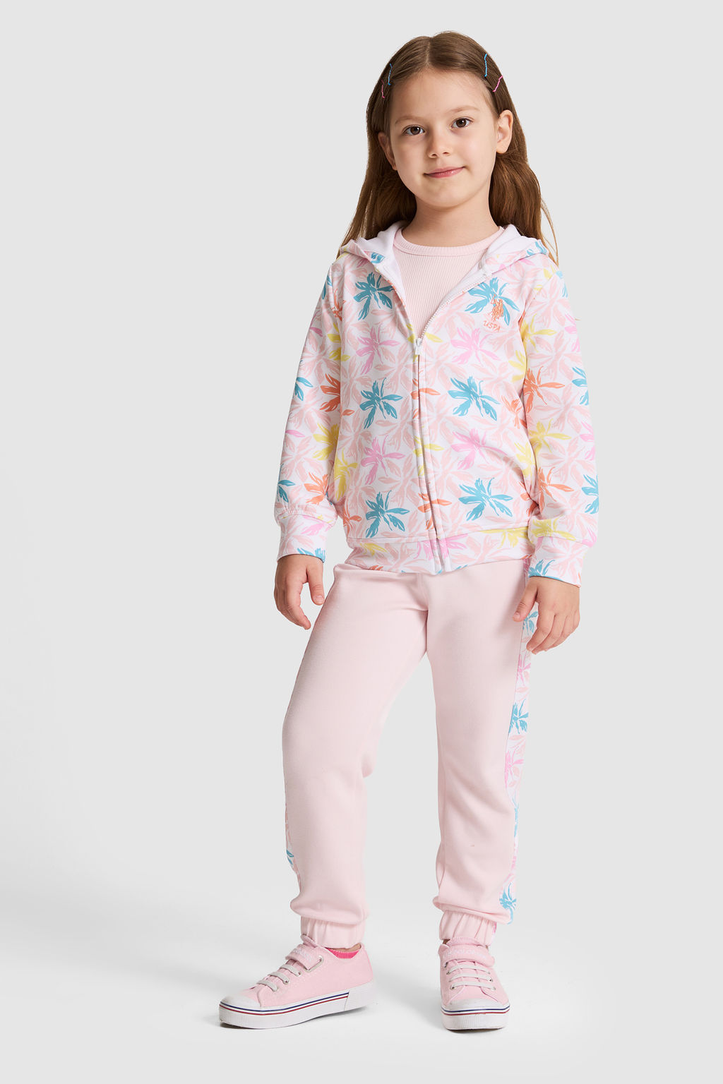 K_z _ocuk Beyaz Kap__onlu Fermuarl_ Sweatshirt - U.s. polo assn фото 4