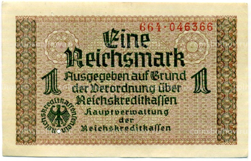 1 рейхсмарка 1939 года Германия (Для оккупированных территорий)