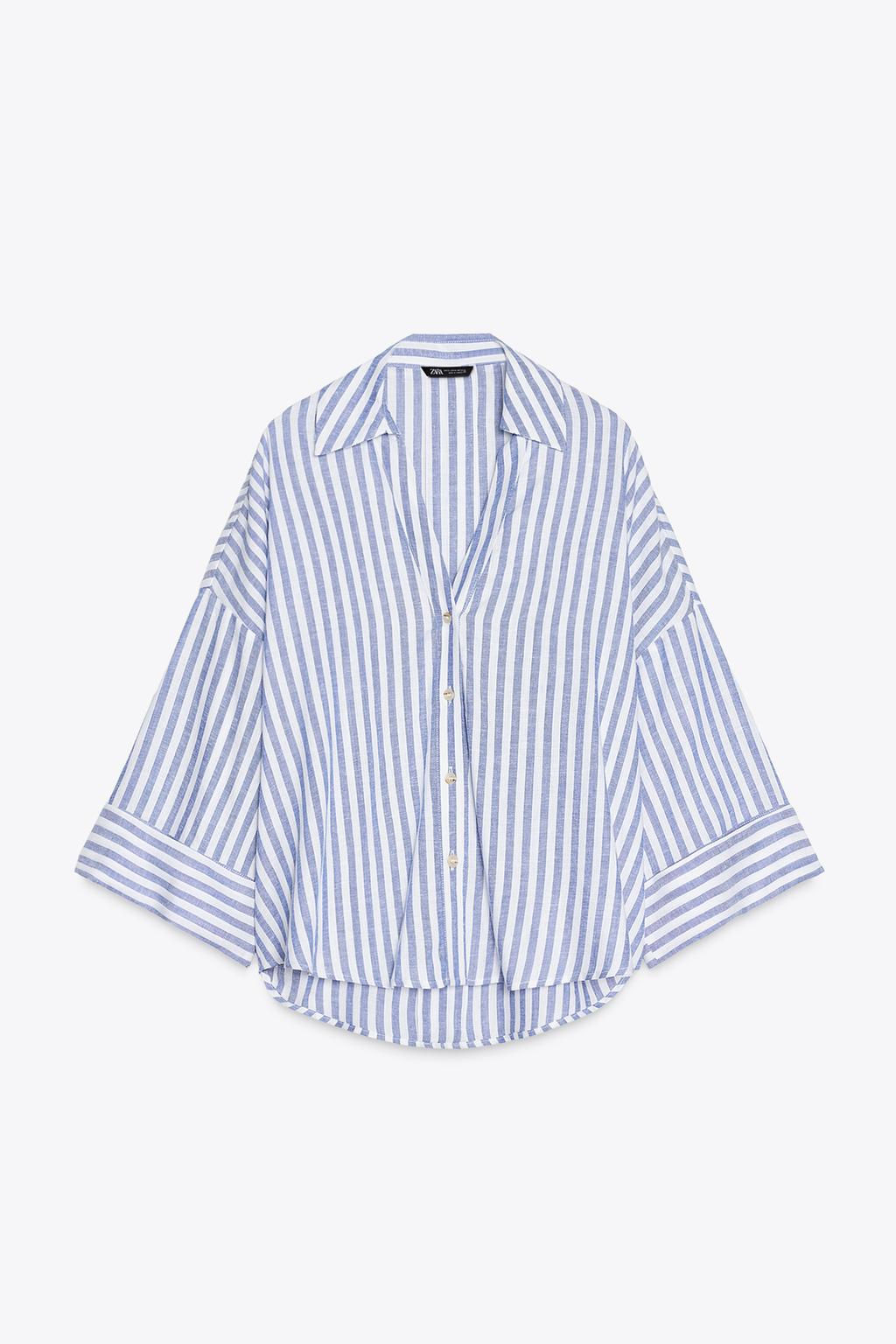 WIDE-SLEEVE LINEN BLEND SHIRT - Zara фото 30