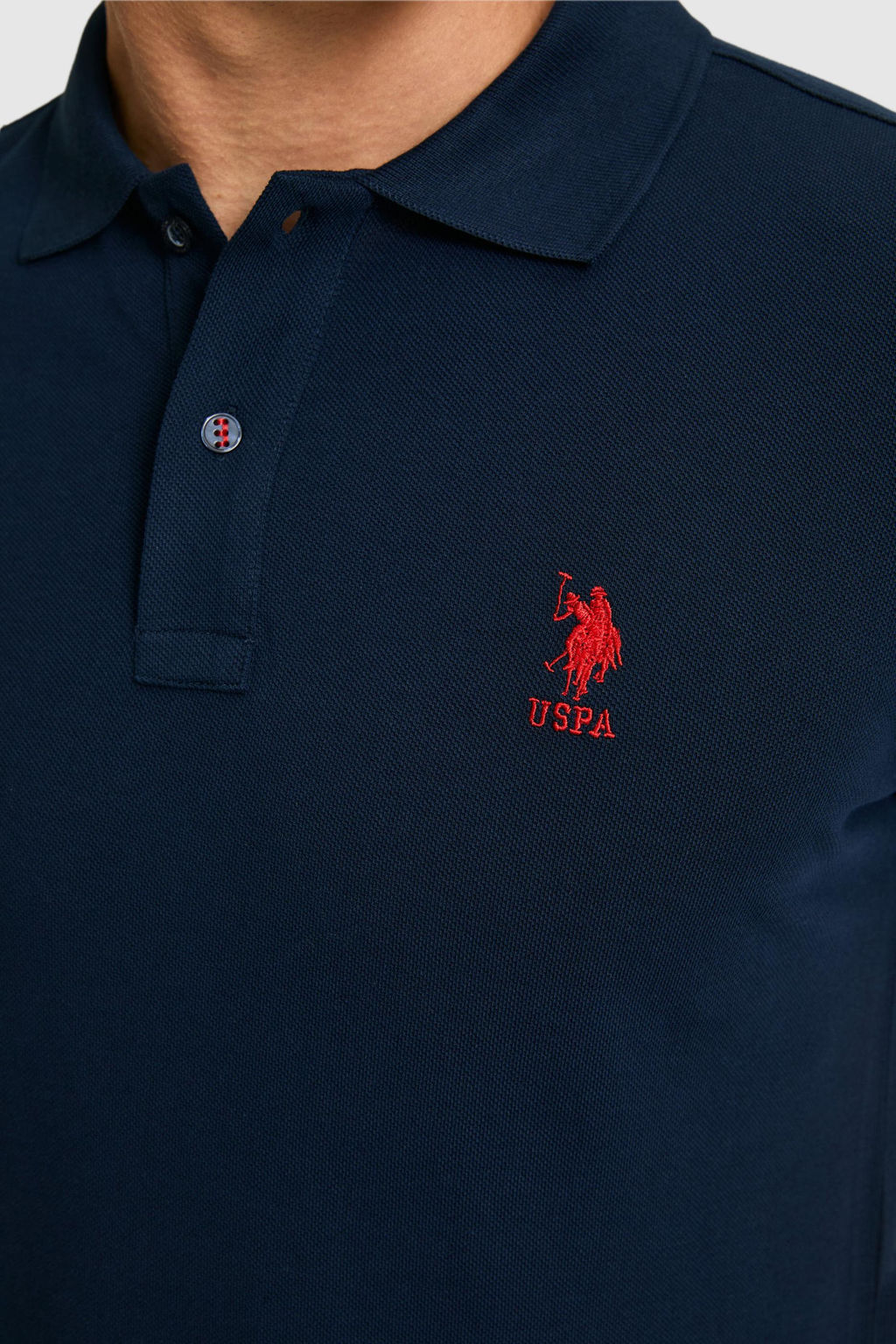Erkek Slim Fit Polo Yaka Lacivert Basic Ti__rt