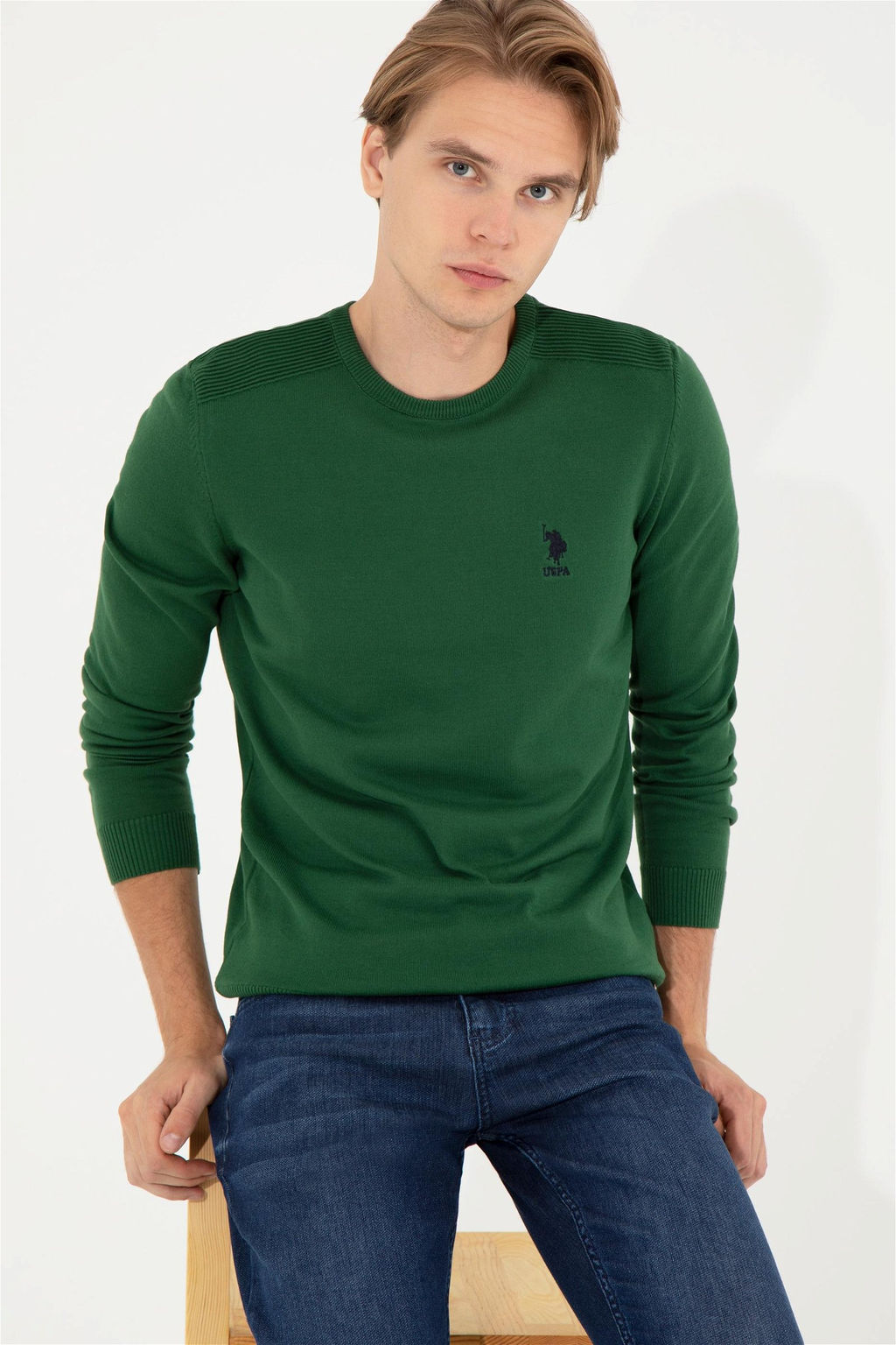 Мужской зеленый базовый свитер Неожиданная скидка в корзине - U.s. polo assn фото 2