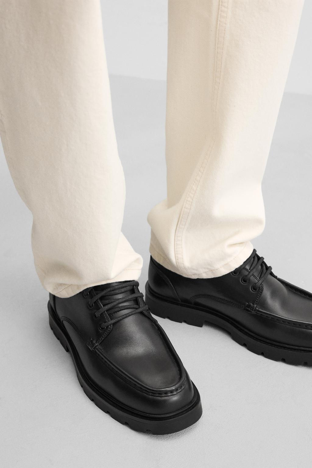 LEATHER SHOES WITH MOC TOE - Zara фото 4