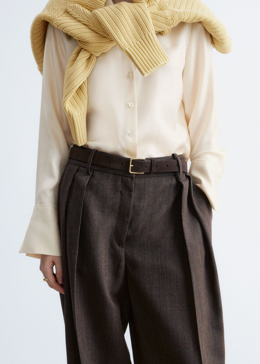 Pantalones de lana con pliegues marcados - H&m фото 6