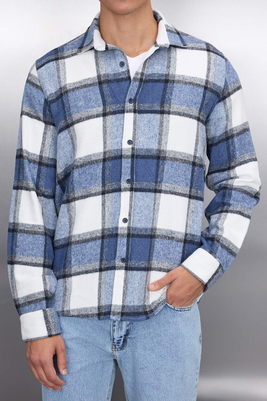 TRENDYOL MAN Lacivert Regular Fit K?sl?k Oduncu Kareli Gomlek TMNAW21GO0730 - Trendyolmilla фото 3