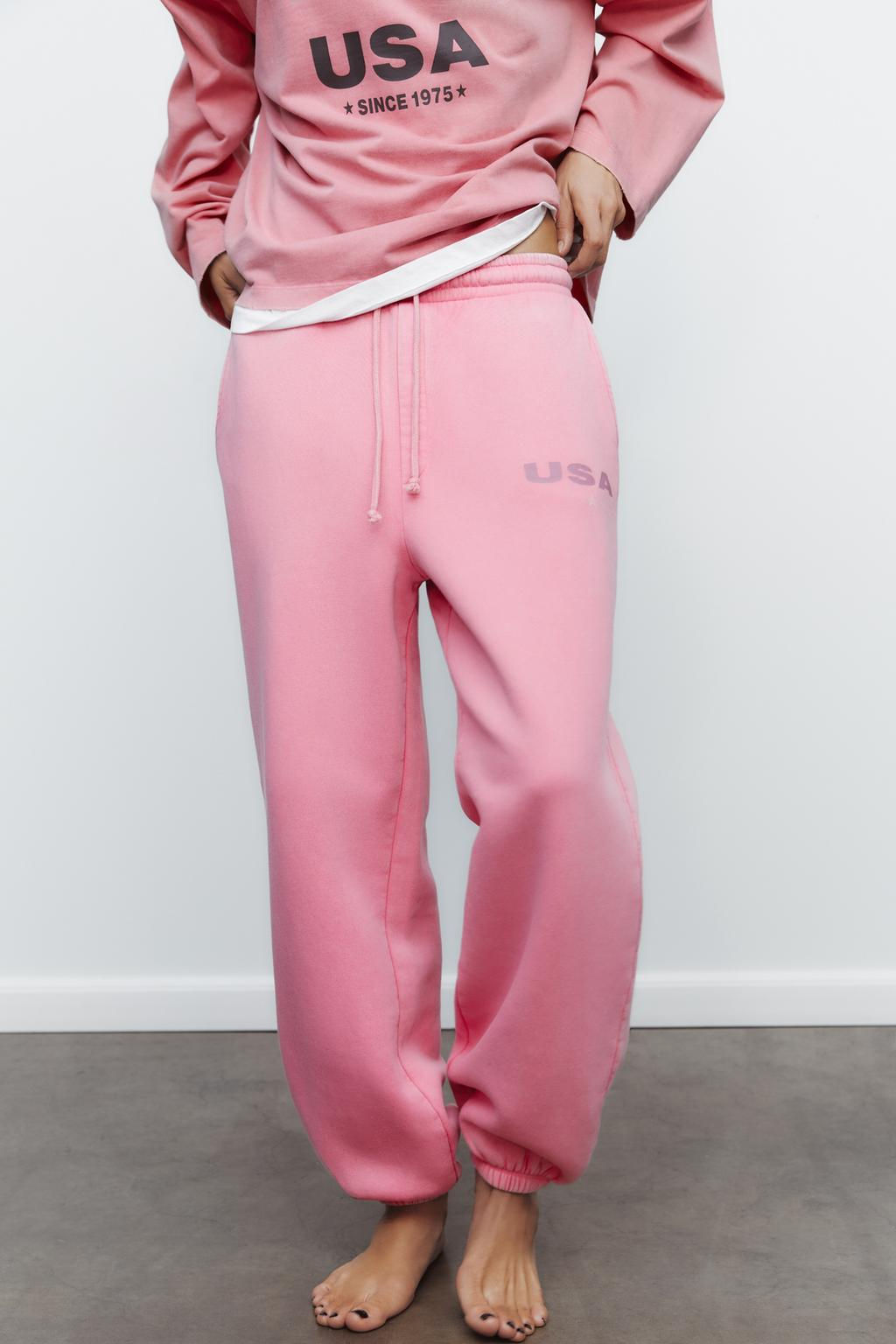 WASHED-EFFECT PLUSH TROUSERS WITH SLOGAN - Zara фото 2
