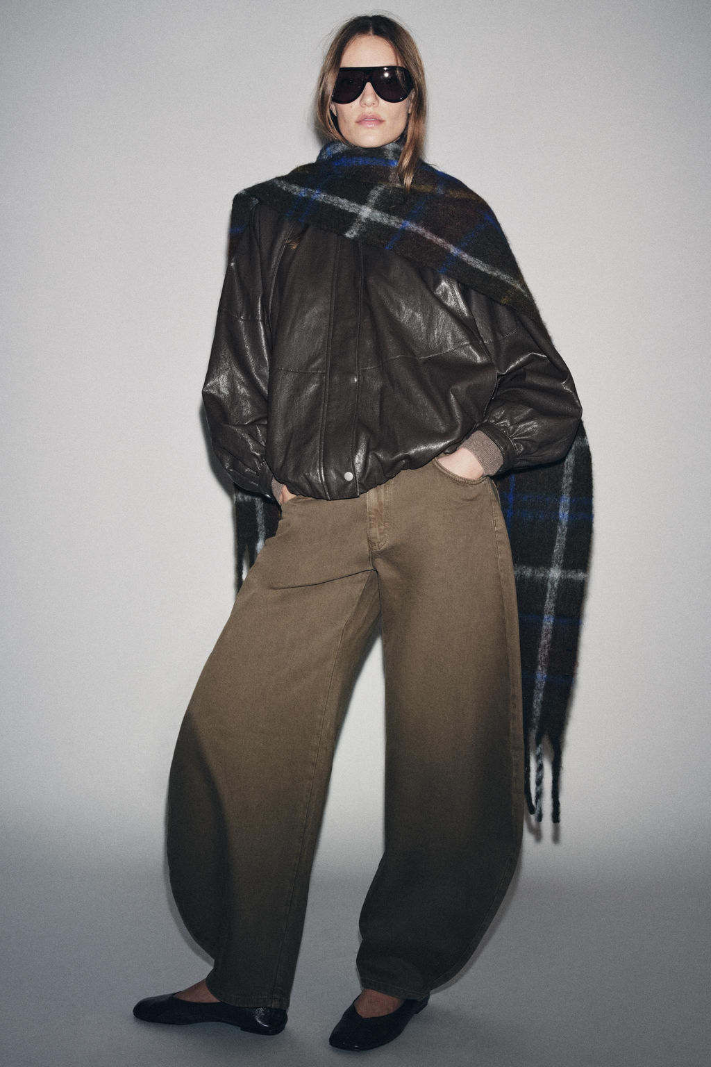 ZW COLLECTION LEATHER EFFECT BOMBER JACKET