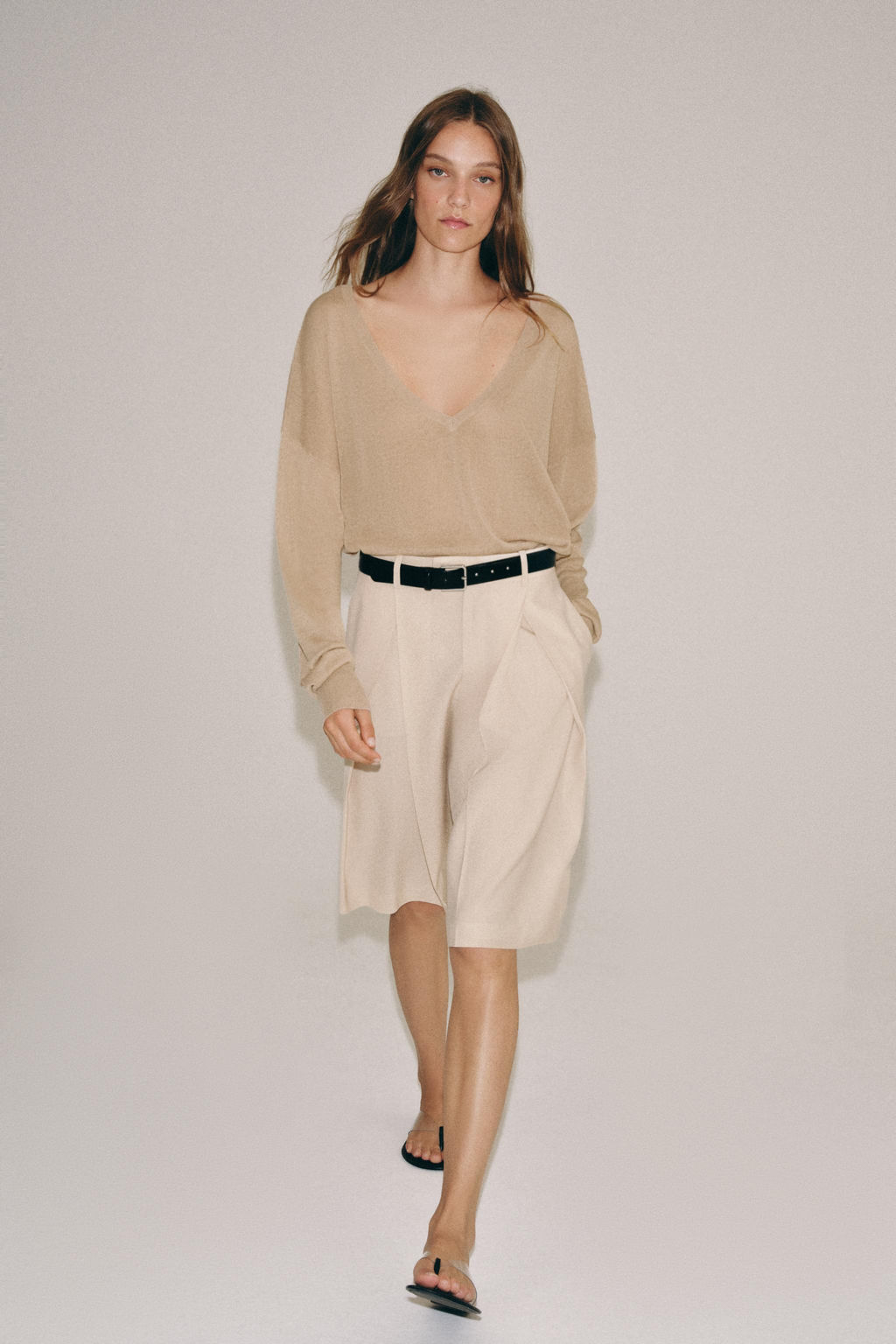 JERSEY PUNTO FINO ESCOTE PICO / rosa claro - Zara фото 4