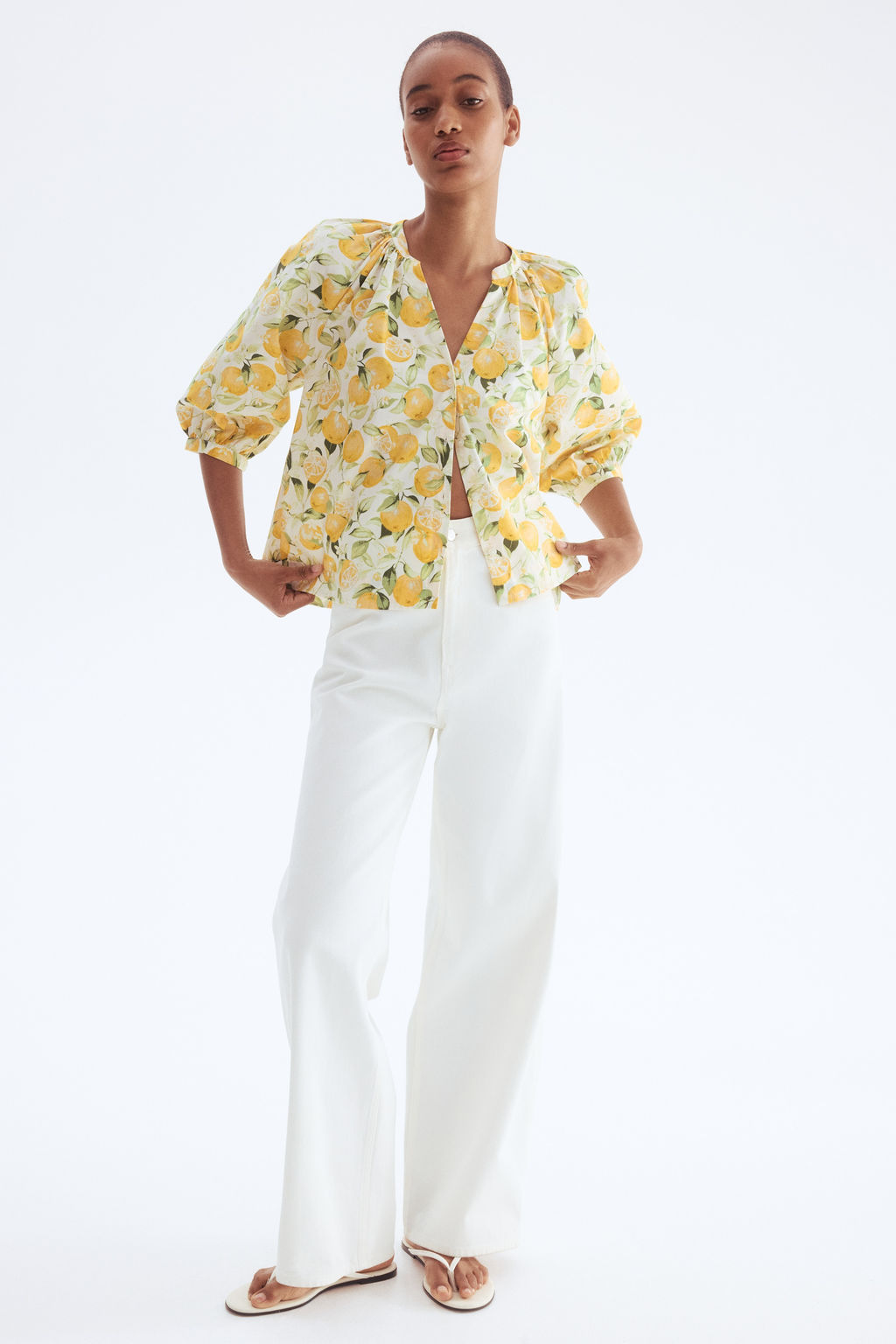 Blusa de popelina con mangas globo - H&m фото 7