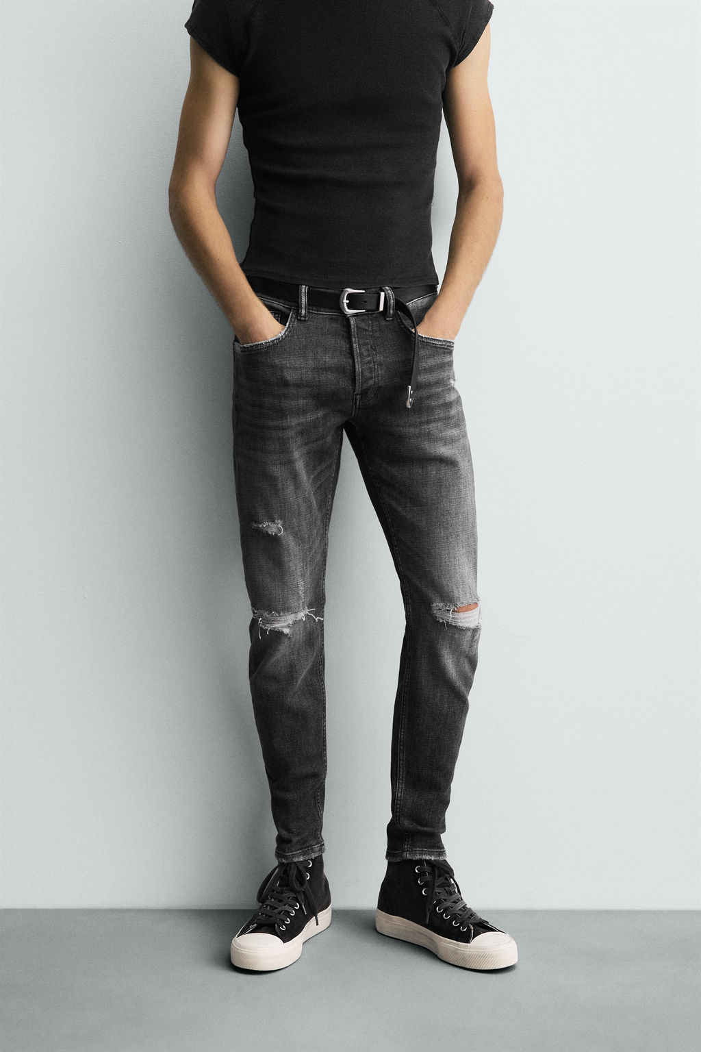 JEANS SKINNY FIT ROTOS / Gris - Zara фото 2