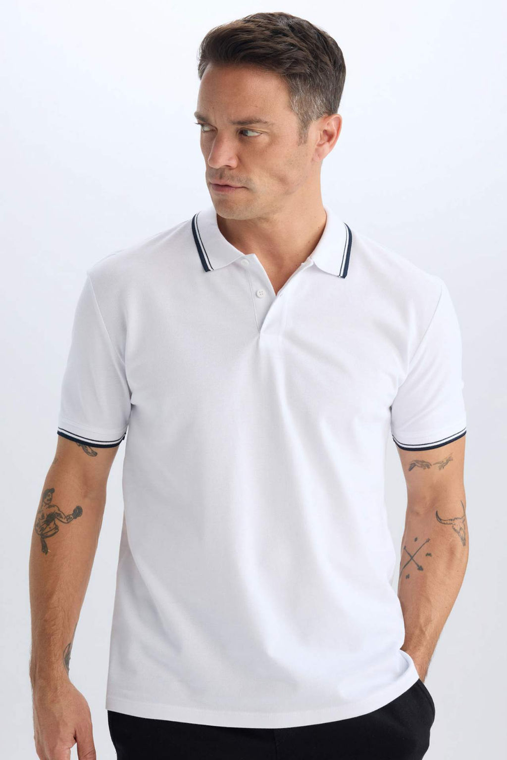 Regular Fit Basic Duz K?sa Kollu Polo Tisort - Defacto фото 8