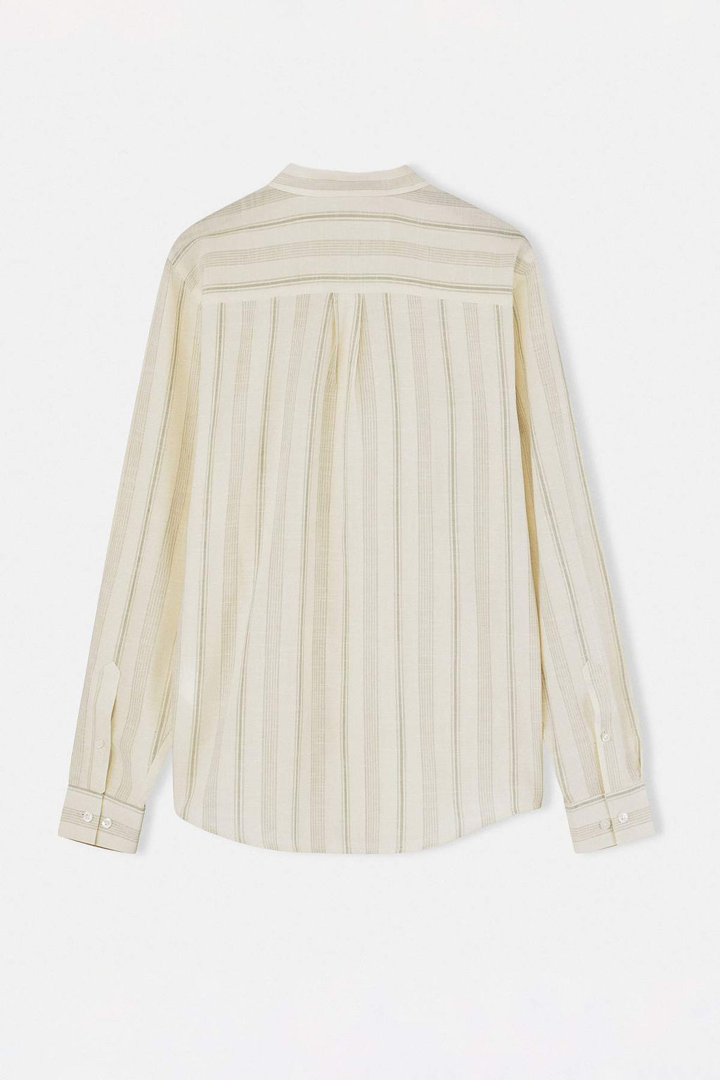 Haki Regular Fit Keten Gorunumlu Cizgili Nefes Alan Kumas Erkek Gomlek TMNSS26GO00025