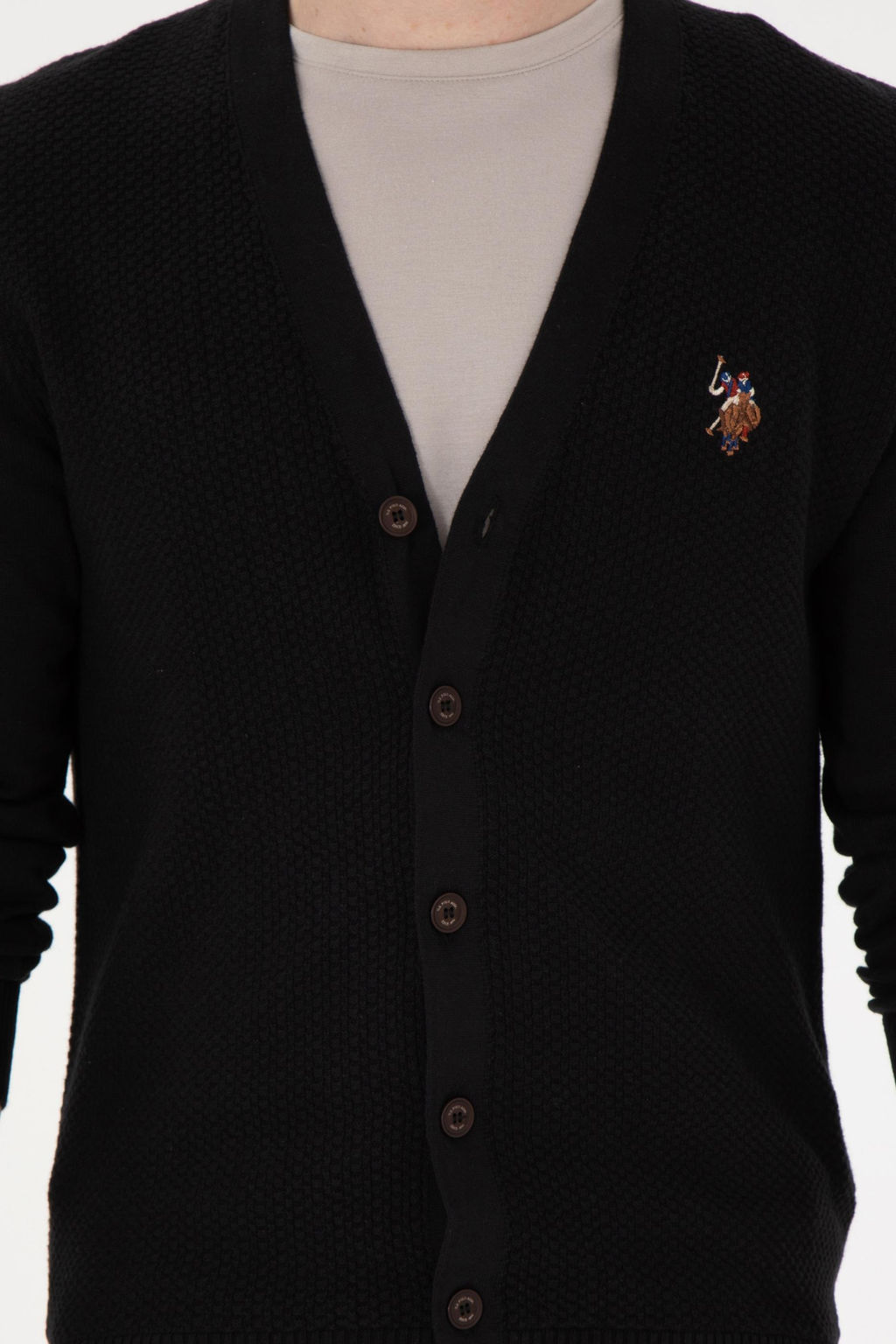 Мужской черный базовый трикотажный кардиган Неожиданная скидка в корзине - U.s. polo assn фото 6