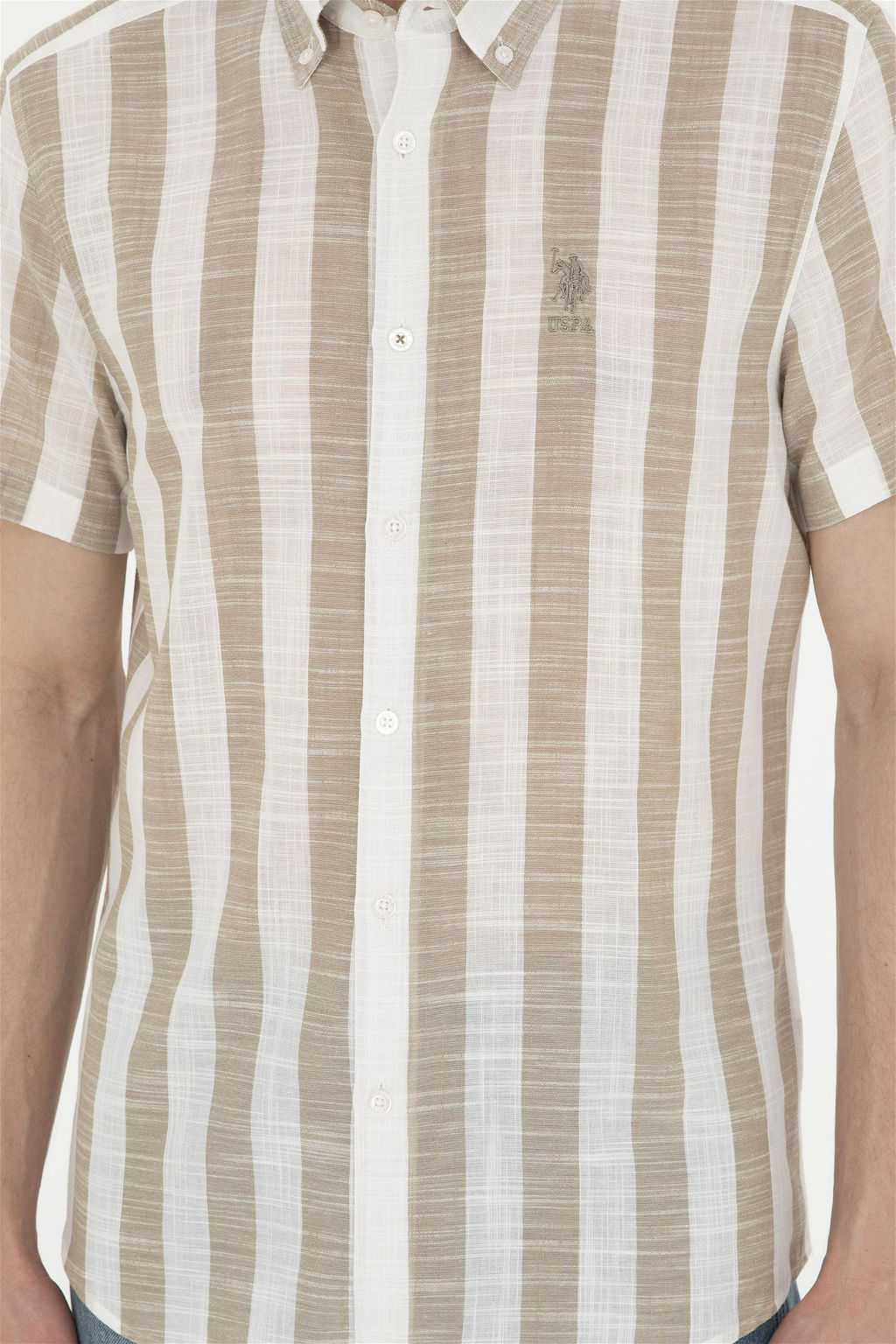 Мужская рубашка цвета хаки с коротким рукавом Неожиданная скидка в корзине - U.s. polo assn фото 6