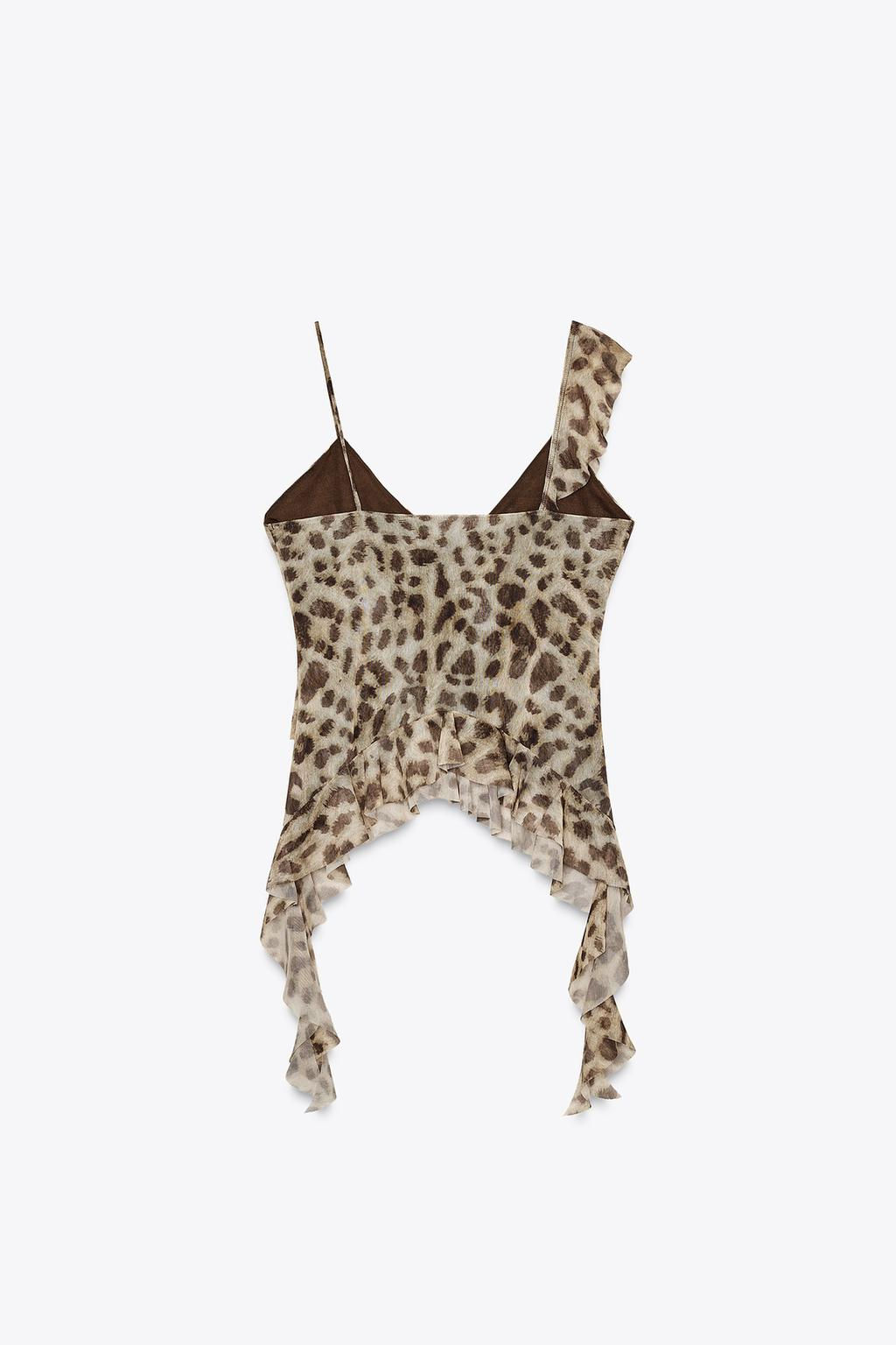 PRINTED TULLE TOP WITH RUFFLES - Zara фото 6