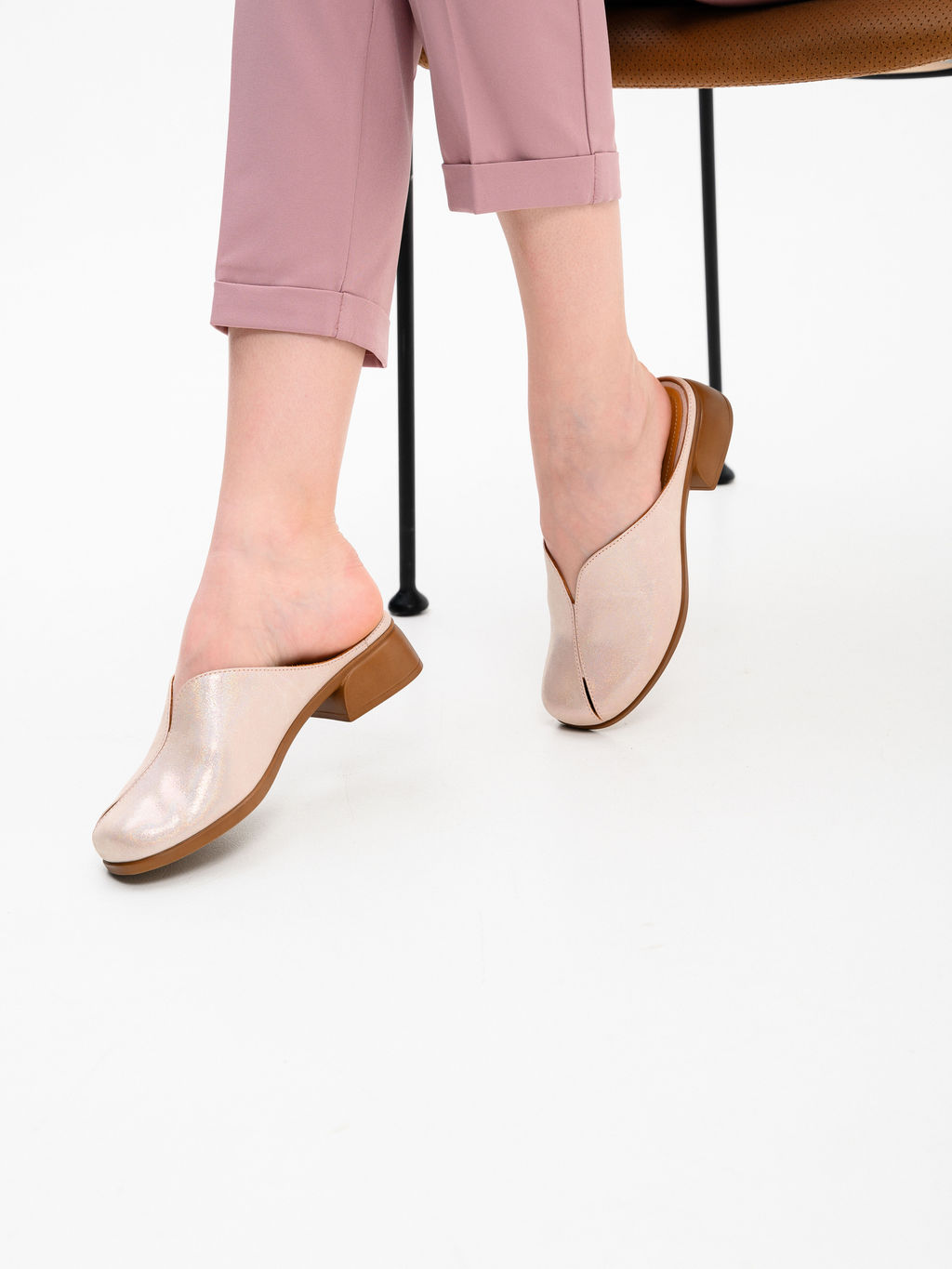 Сабо 3200.25294br.Розовый ибица+коричневый