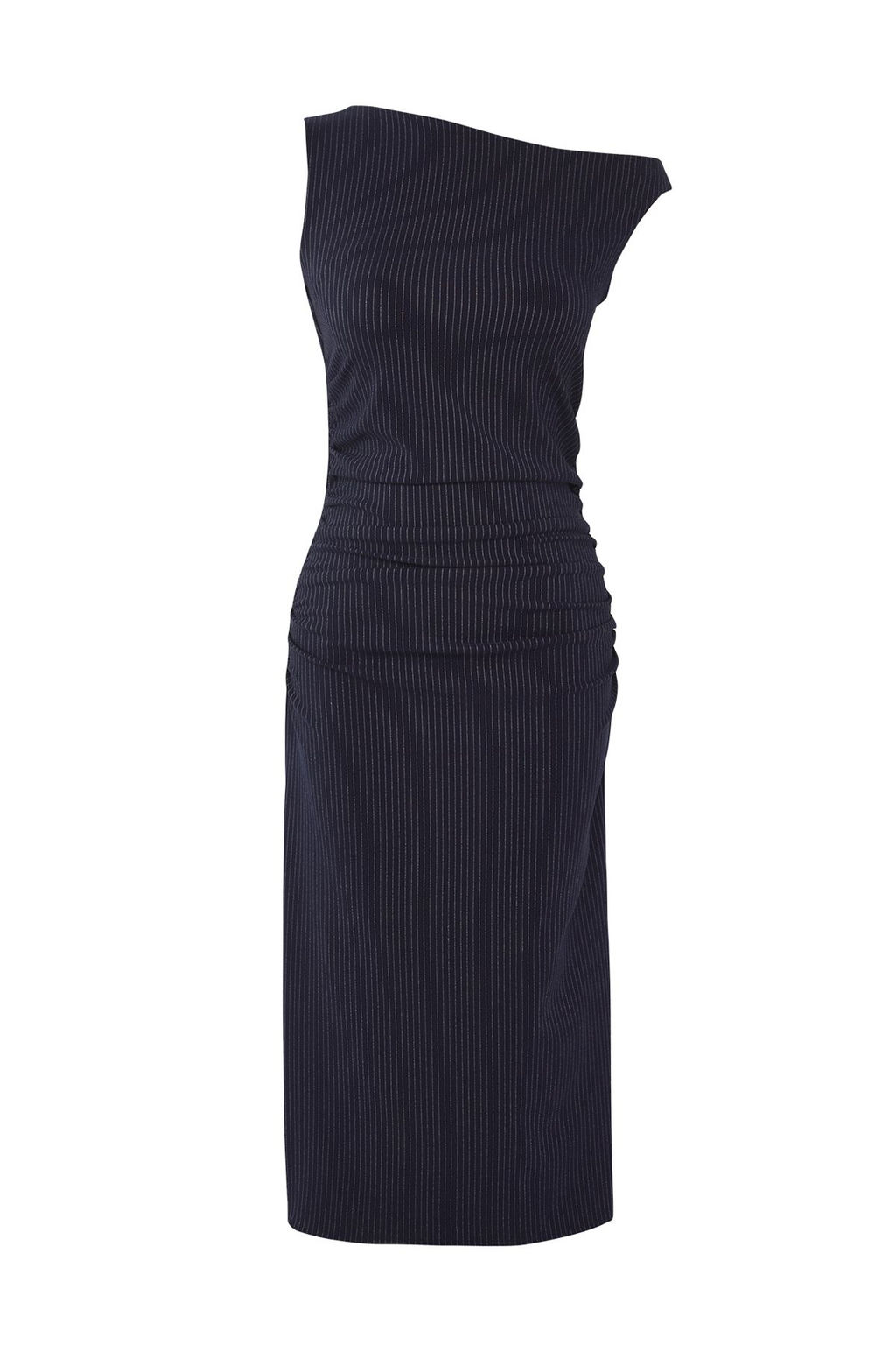 Lacivert Cizgili Vucudu Saran Midi Dokuma Elbise TWOSS25EL00264