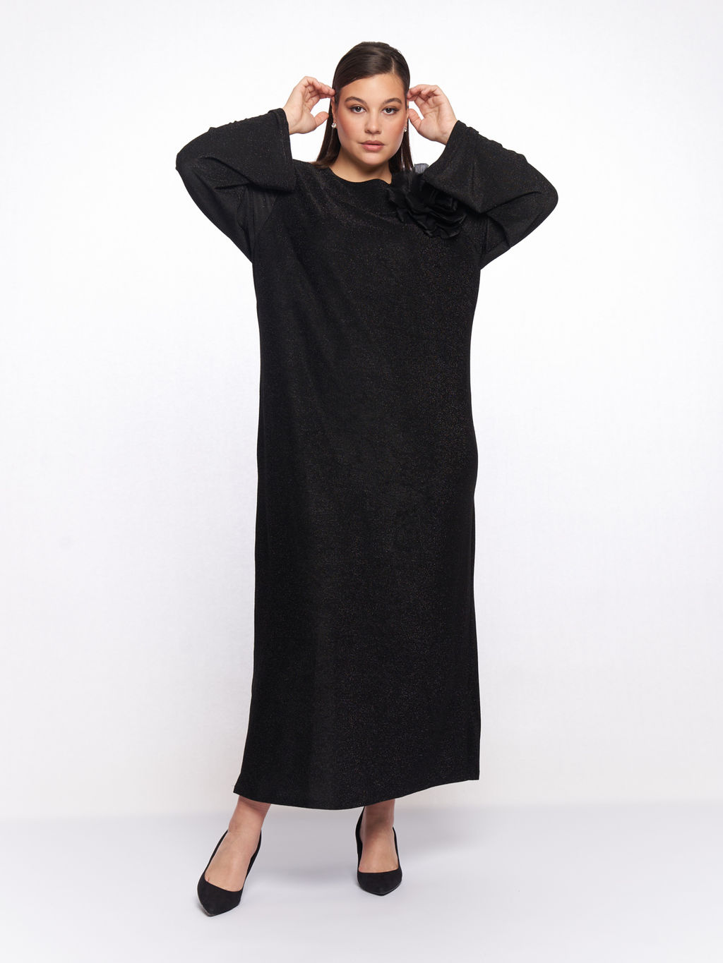 Черное платье с люрексом PP51727BLK01 - Артесса фото 12