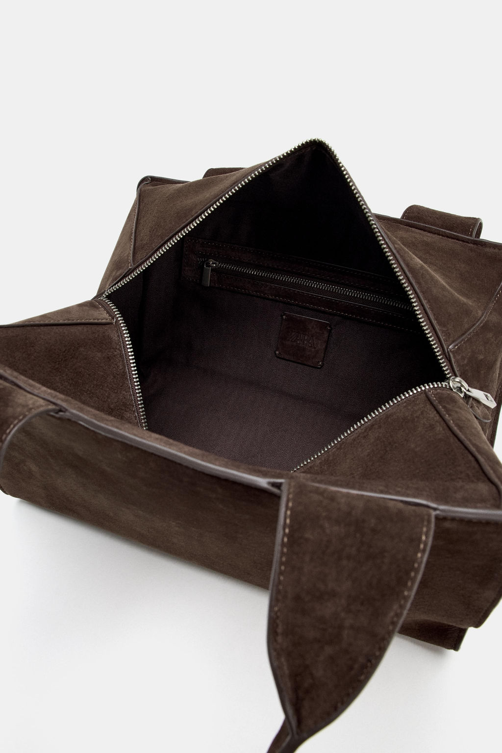 DOUBLE HANDLE SPLIT SUEDE LEATHER BAG - Zara фото 7