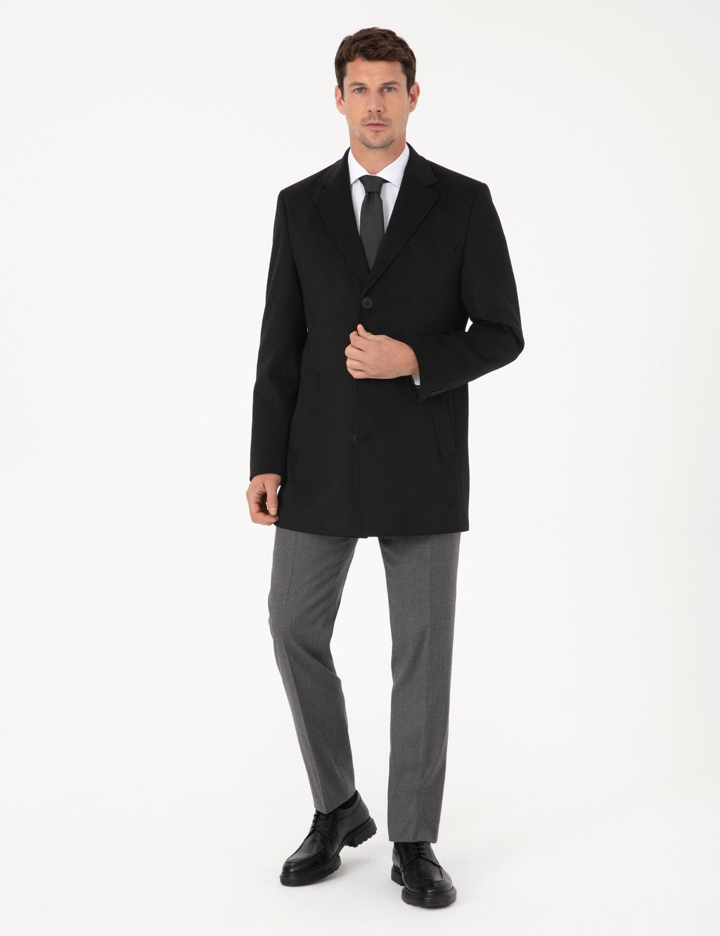 Siyah Ex Slim Fit Y_n Kar___ml_ Palto
