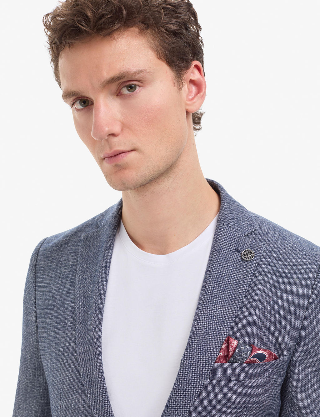 Lacivert Ex. Slim Fit Keten Pamuk Kar___ml_ Ceket