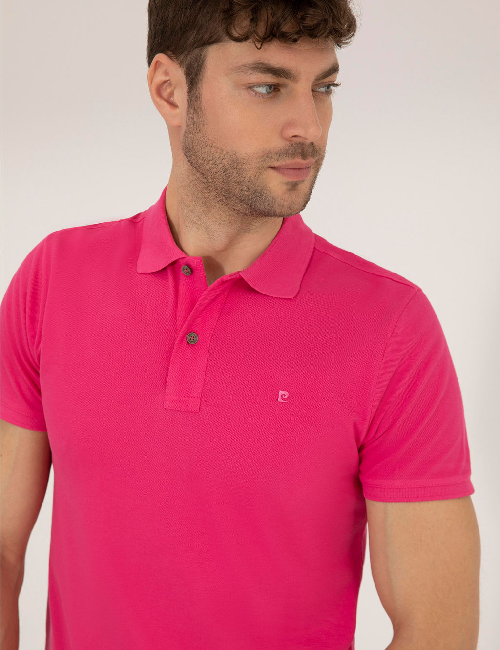 Pembe Slim Fit Polo Yaka Basic Ti__rt