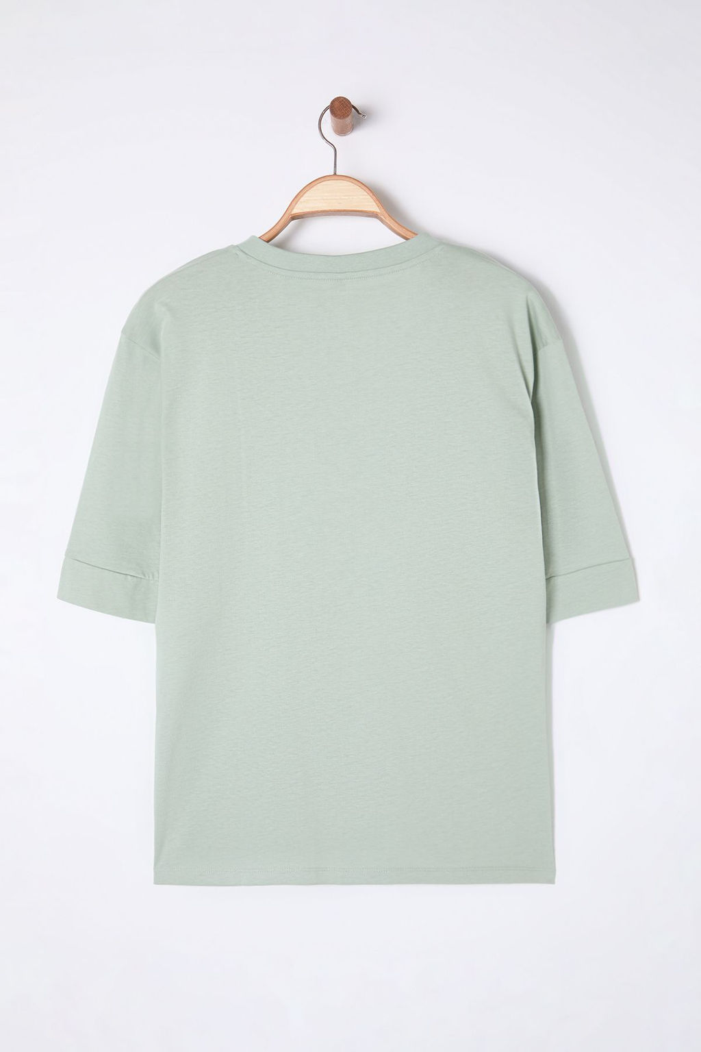 TRENDYOLMILLA Lacivert %100 Pamuk Oversize/Genis Kal?p Truvakar Kol Orme T-Shirt TWOSS25TS00011  фото 9