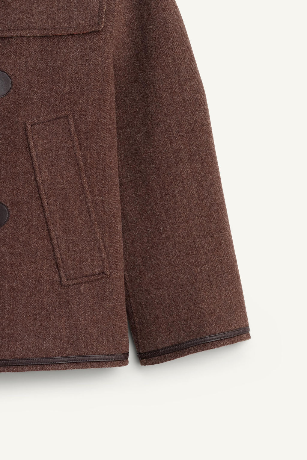 LIMITED EDITION CHECKED CONTRAST WOOL BLEND PEA COAT - Zara фото 10