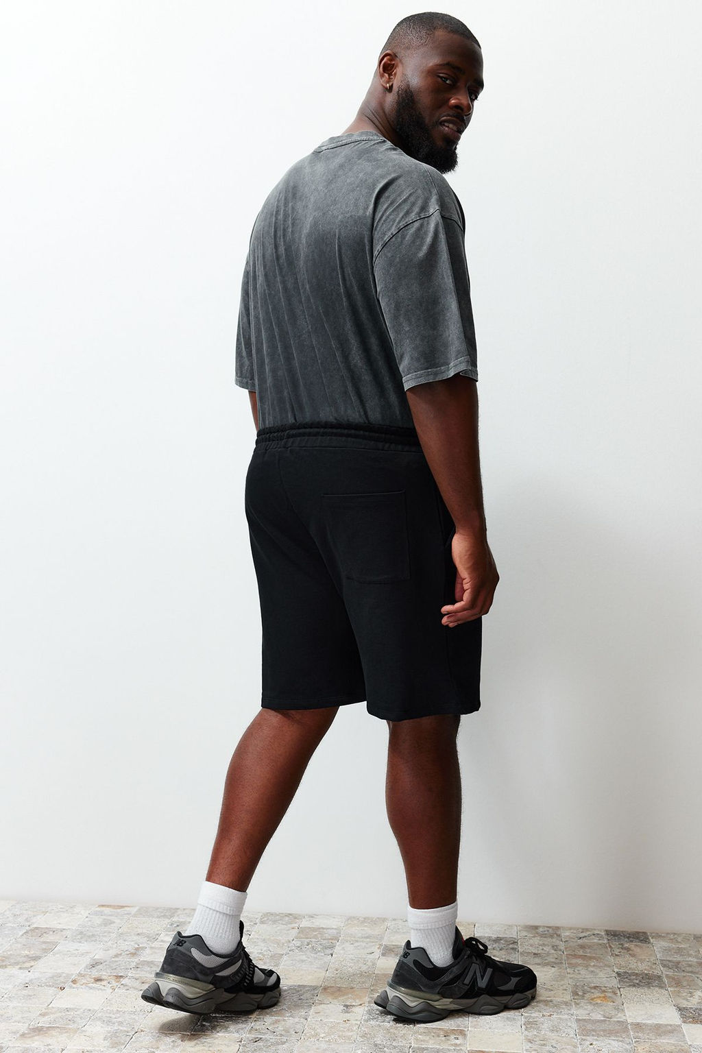 Buyuk Beden Siyah Regular/Normal Kesim Rahat %100 Pamuklu Basic Sort TMNSS24AP00001