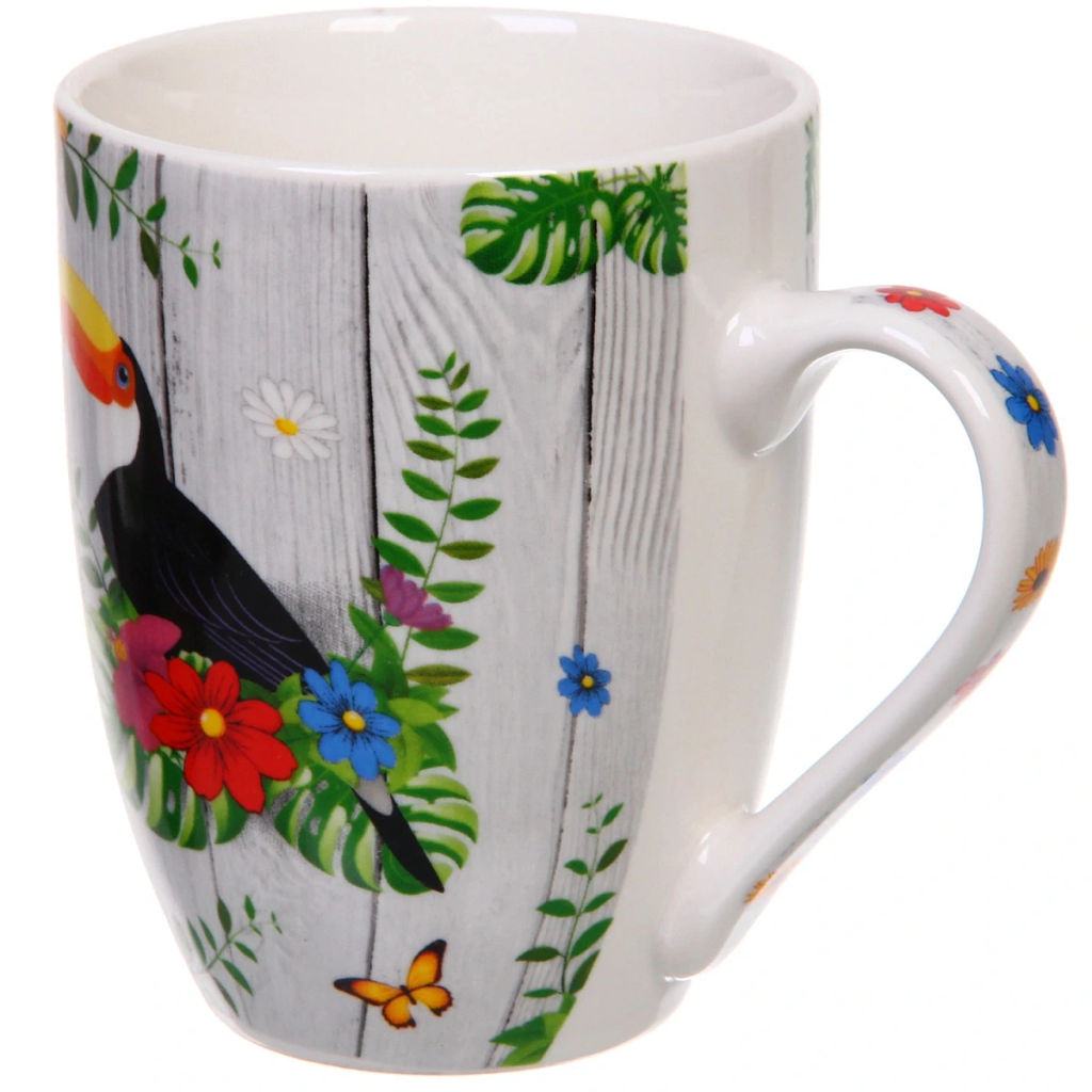 Цена за 2 шт. Кружка керамическая 350мл "Экзотические птицы"
