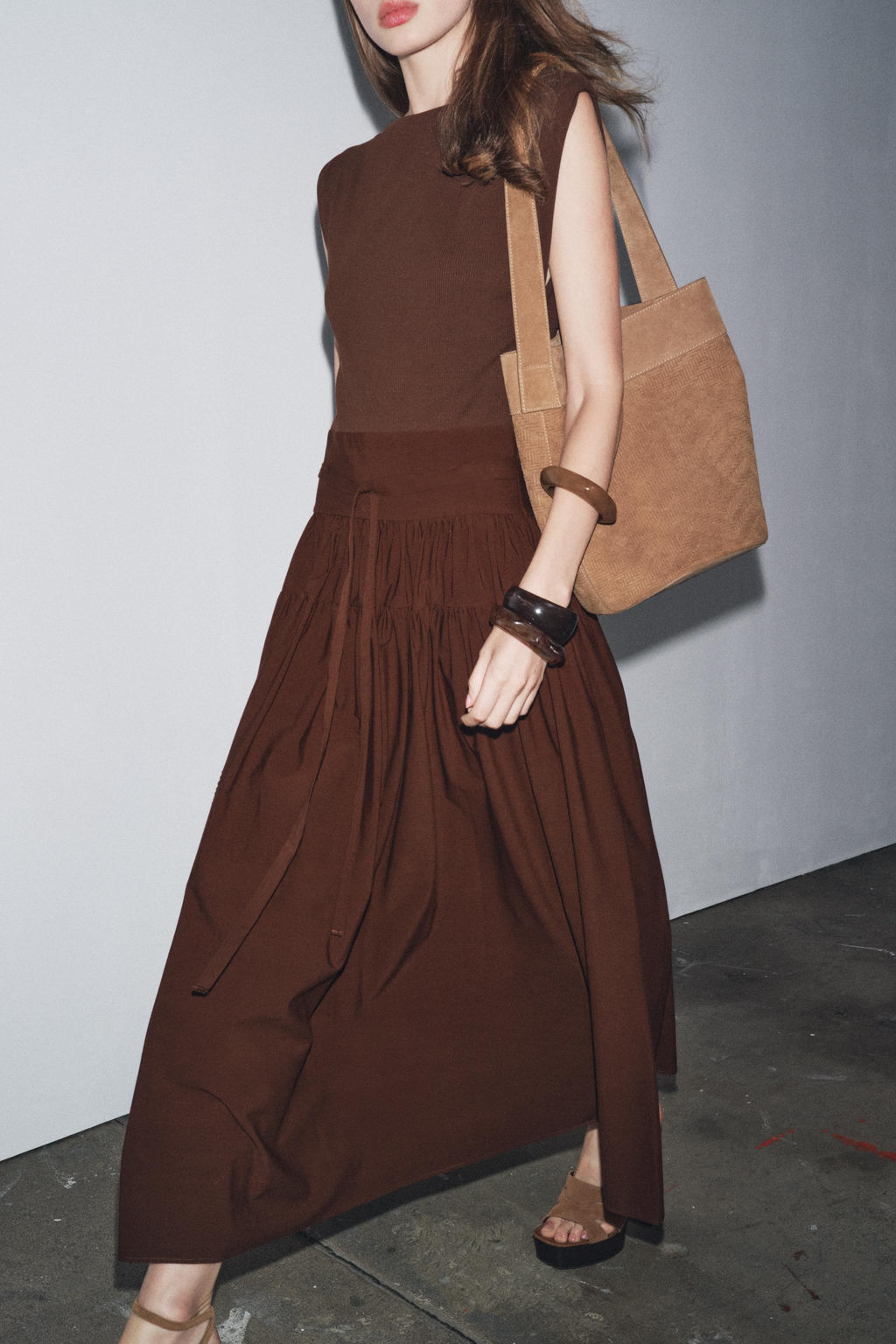 CONTRAST GATHERED DRESS - Zara фото 3