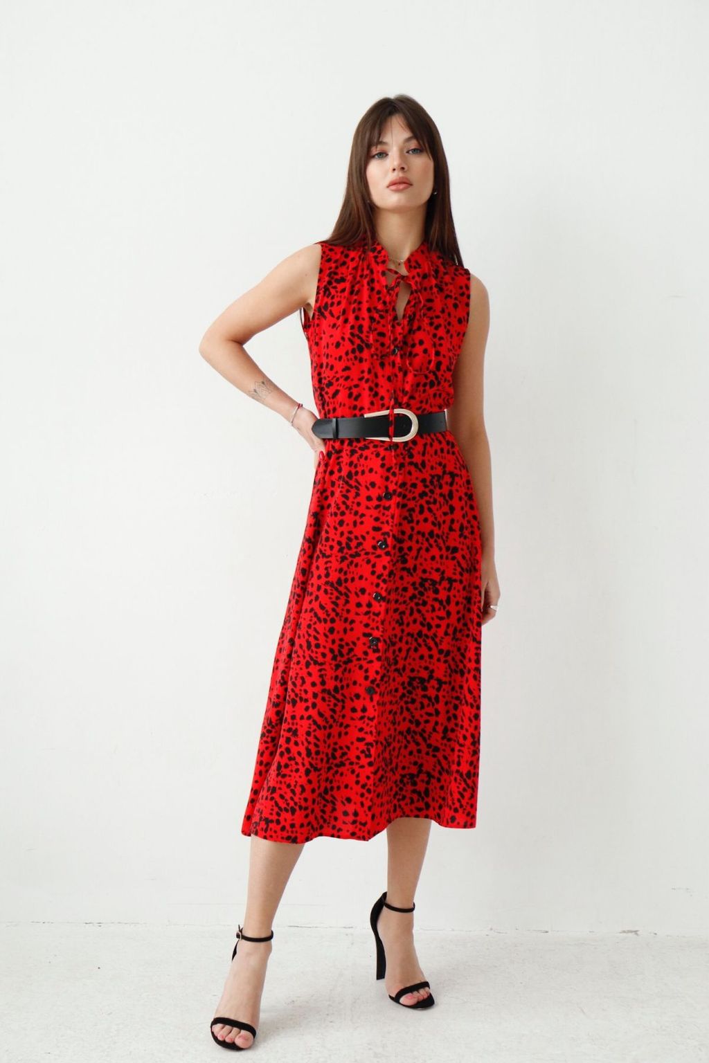 9242 Платье, как из к/ф Красотка, красное с пятнышками - Martichelli фото 7