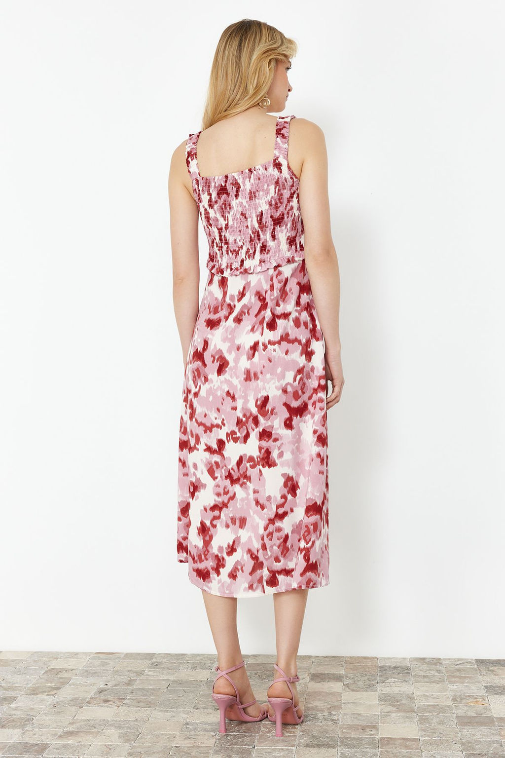 Gul Kurusu soyut Desenli A Kesim Gipe Detayl? Viskon Midi Dokuma Elbise TWOSS24EL00701 - Trendyolmilla фото 6