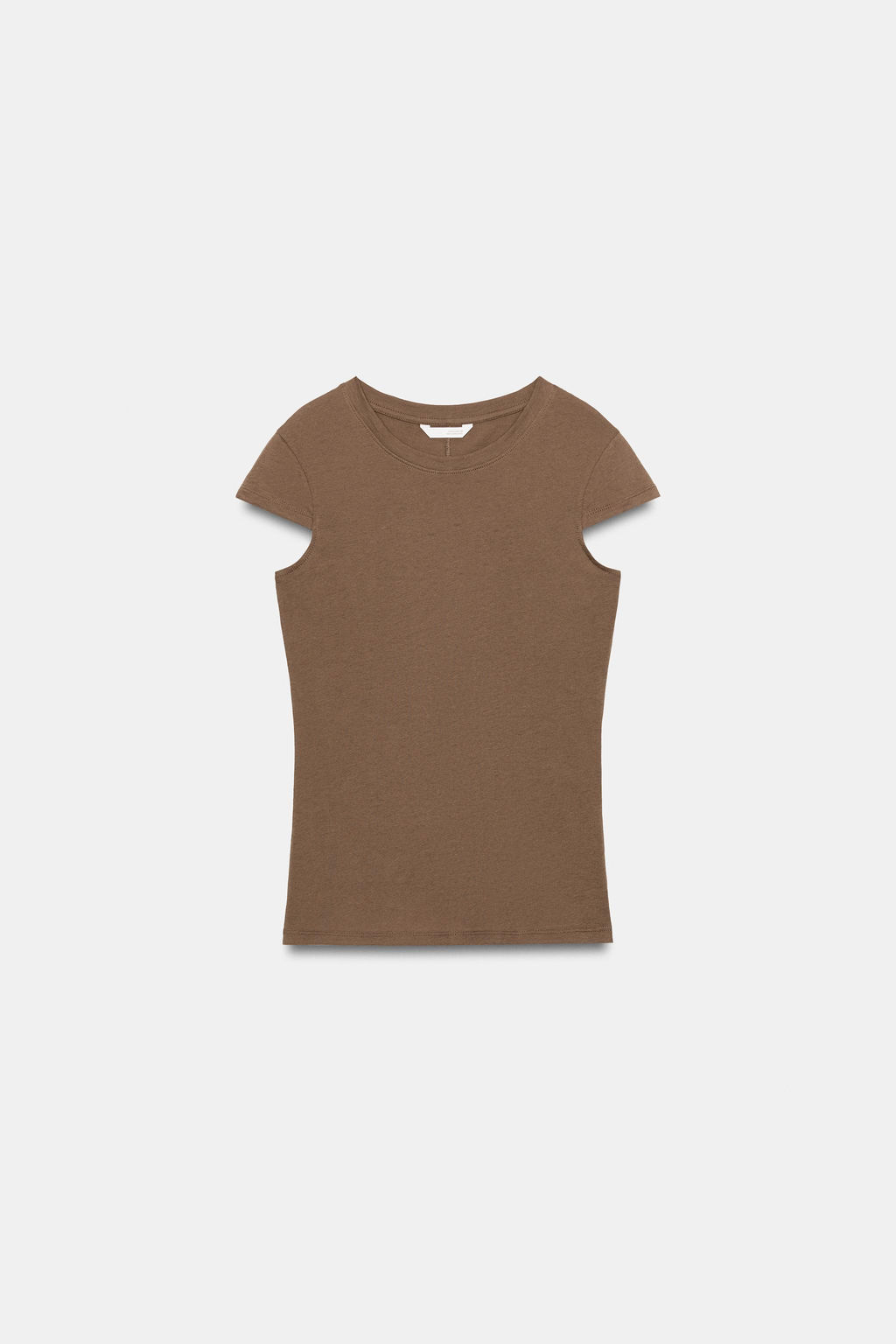 CAMISETA MINIMAL MANGA CORTA / Marr?n claro - Zara фото 6