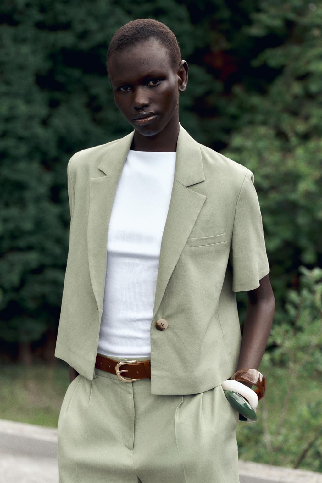 SHORT SLEEVE LINEN BLEND BLAZER - Zara фото 4