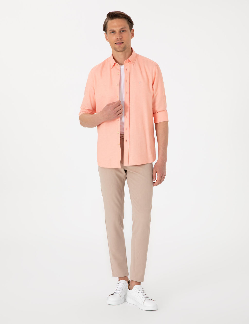 Mercan Oxford Slim Fit Kolay _t_lenebilir G_mlek - Pierre cardin фото 4