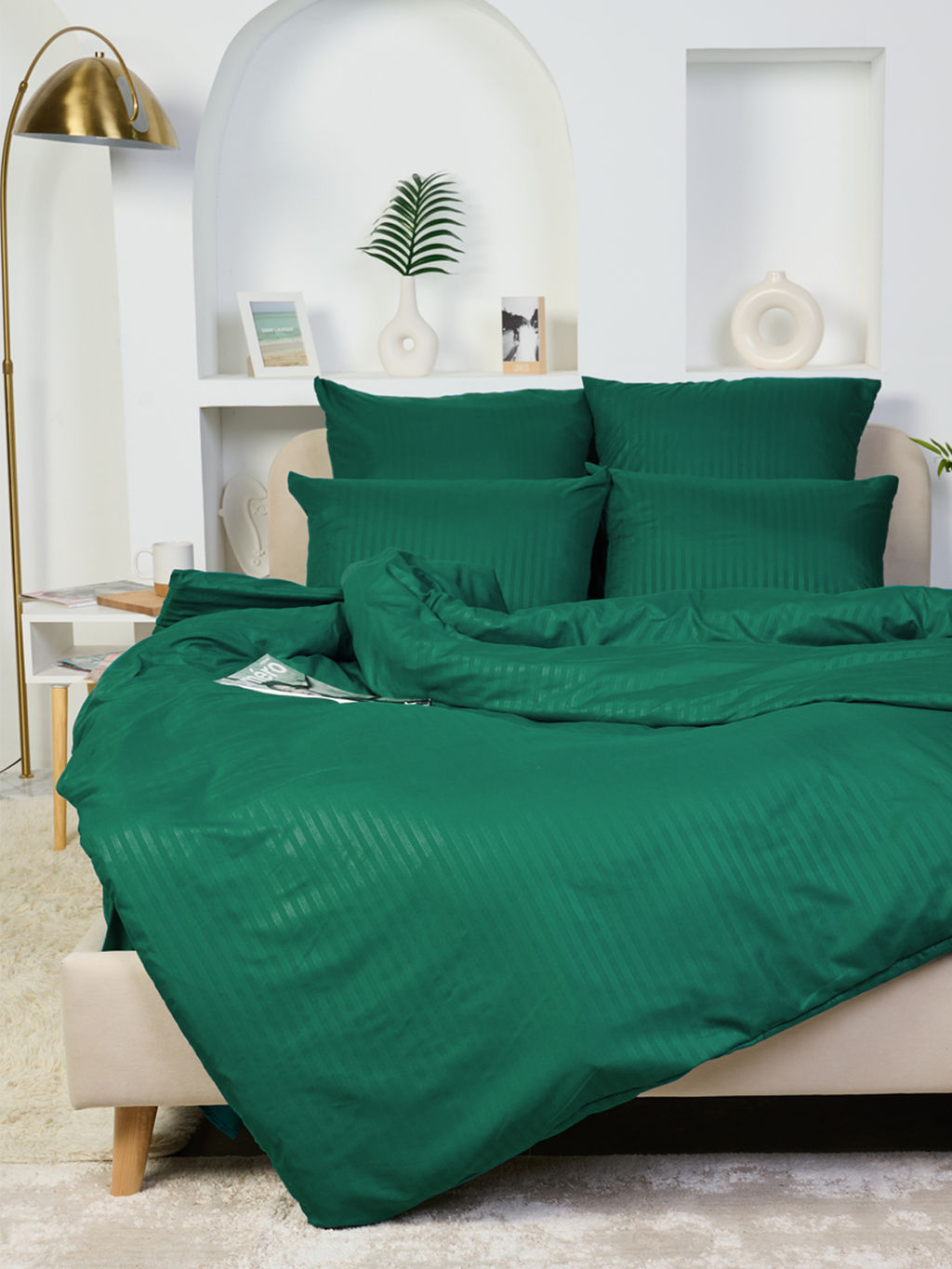 Постельное белье микрофибра страйп - Зеленый Евро (нав.70х70)