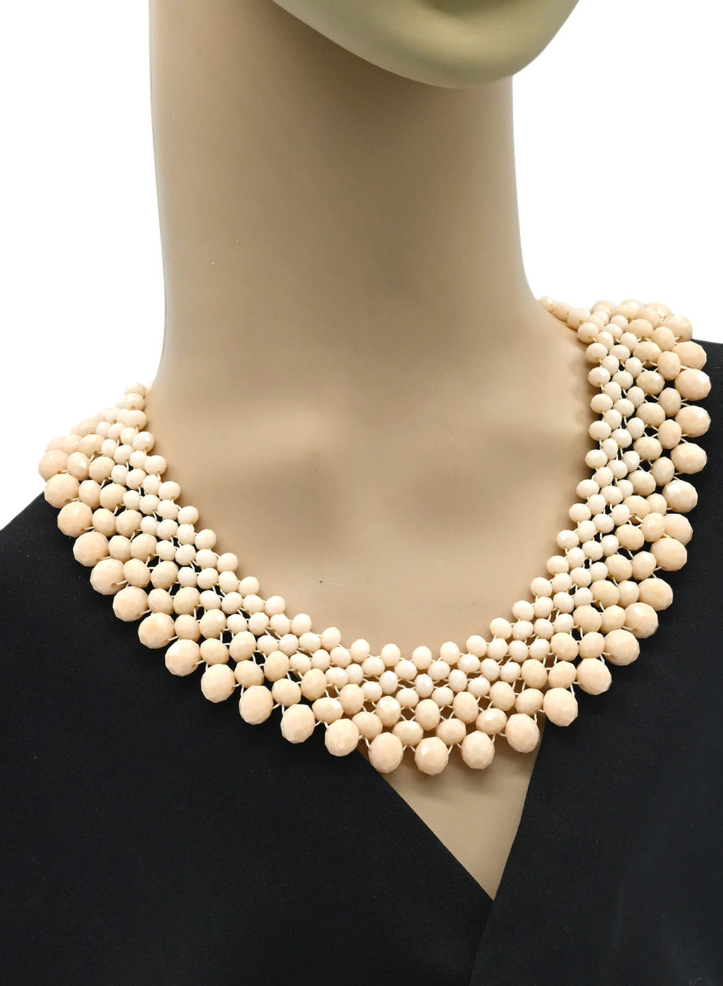 Широкое колье из циркона цв.кремовый, 42см