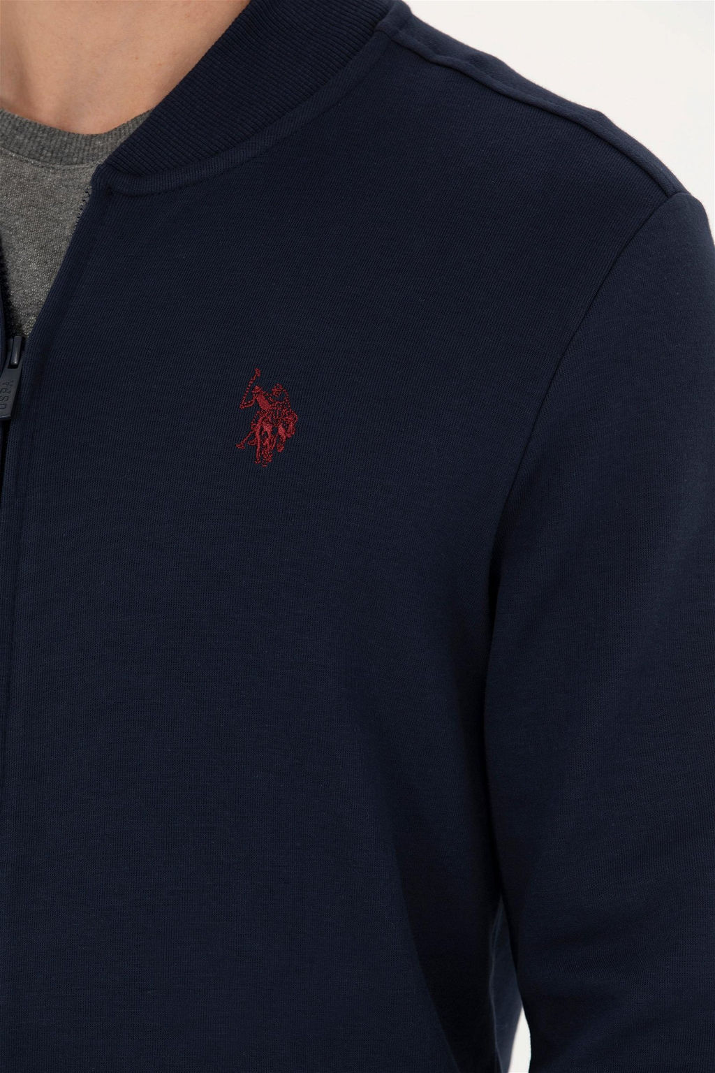 U. S. Polo Assn Мужской темно-синий вязаный кардиган с воротником стойкой - U.s. polo assn фото 7