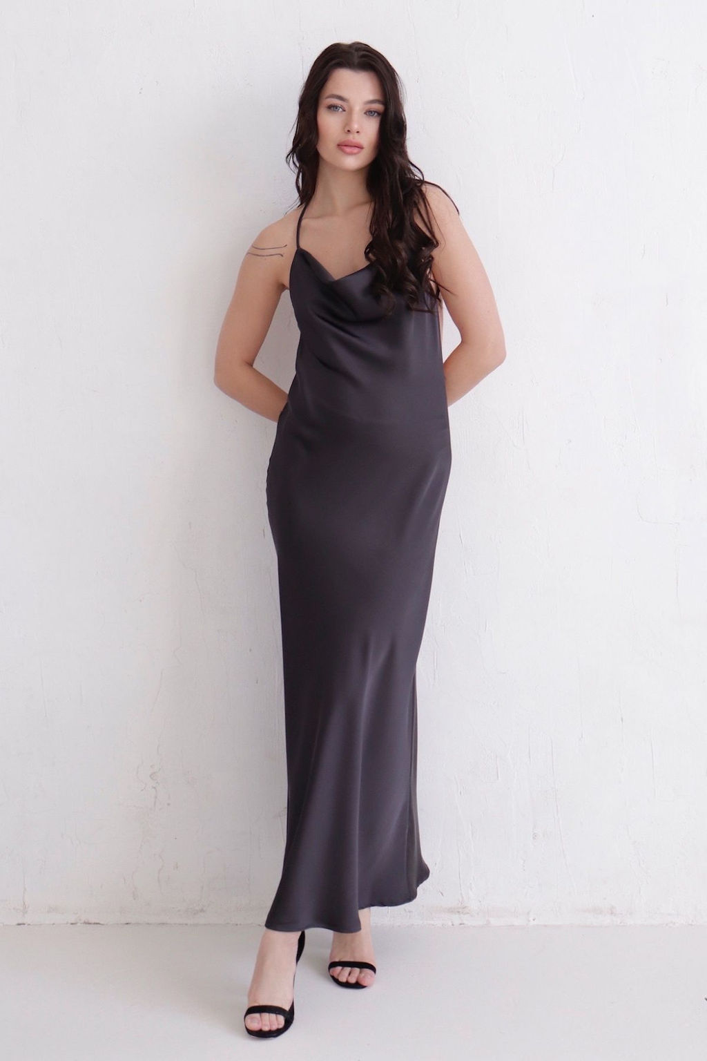 12080 Платье-комбинация макси чёрное - Martichelli фото 4