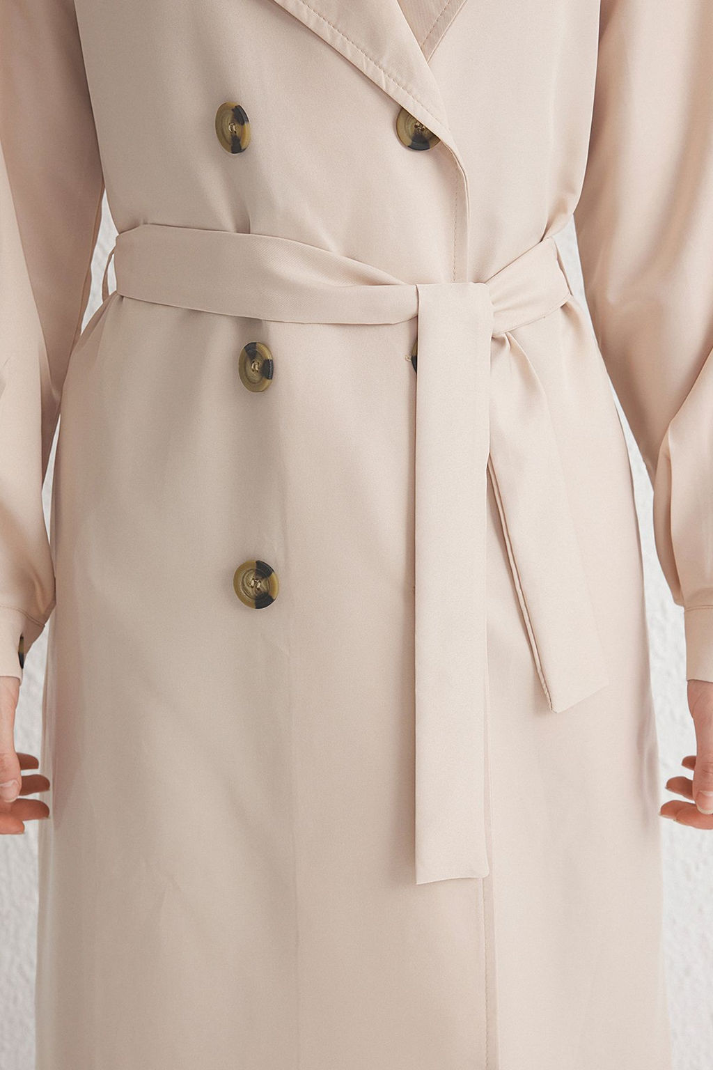 Trendyolmilla Bej Kusakl? Su Itici Uzun Trenckot TWOAW24TR00003  фото 23